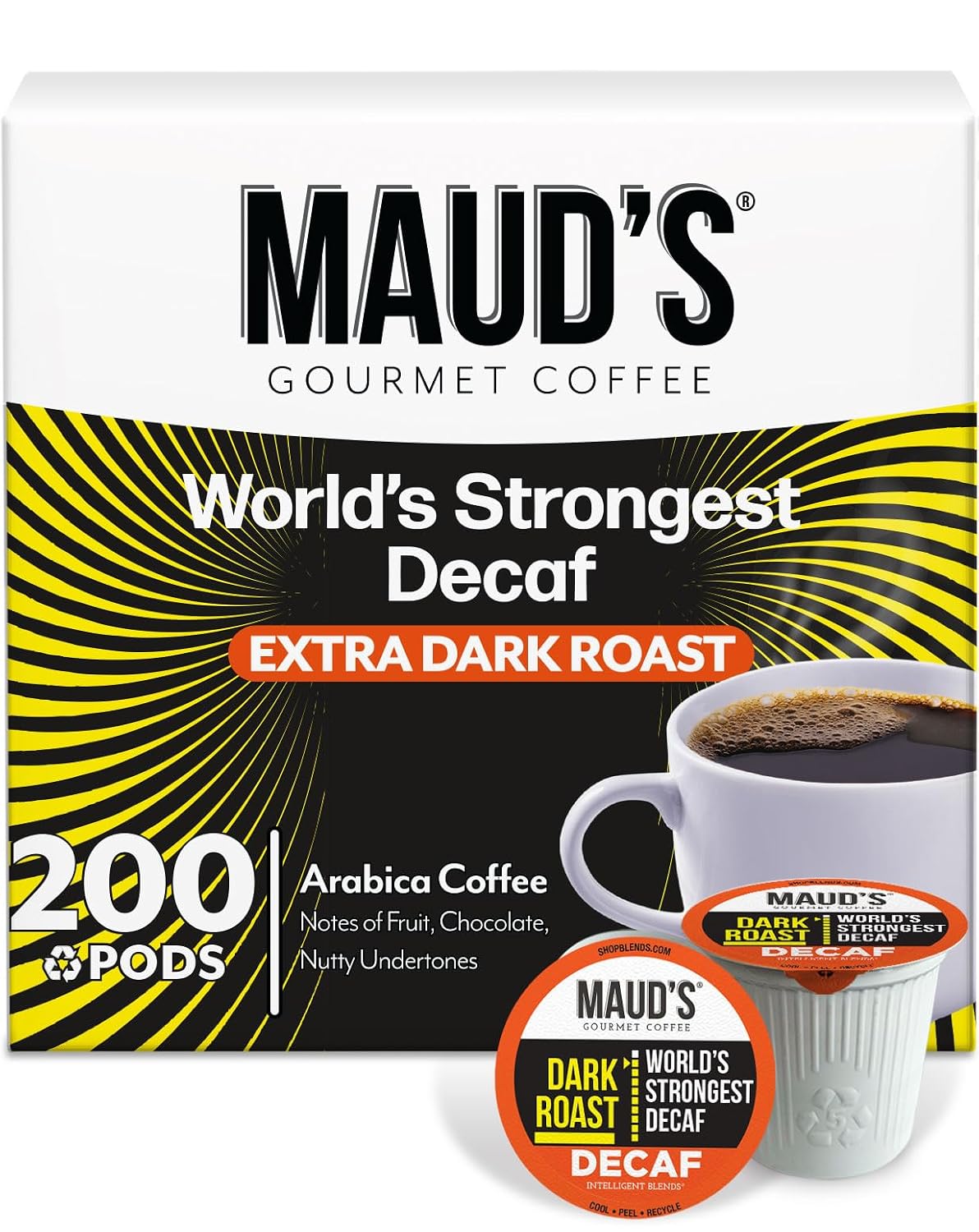 Maud’s Decaf Dark Roast Coffee Pods, 100ct | Decaffeinated Coffee in Single Serve Pods – Compatible with Keurig Coffee Makers