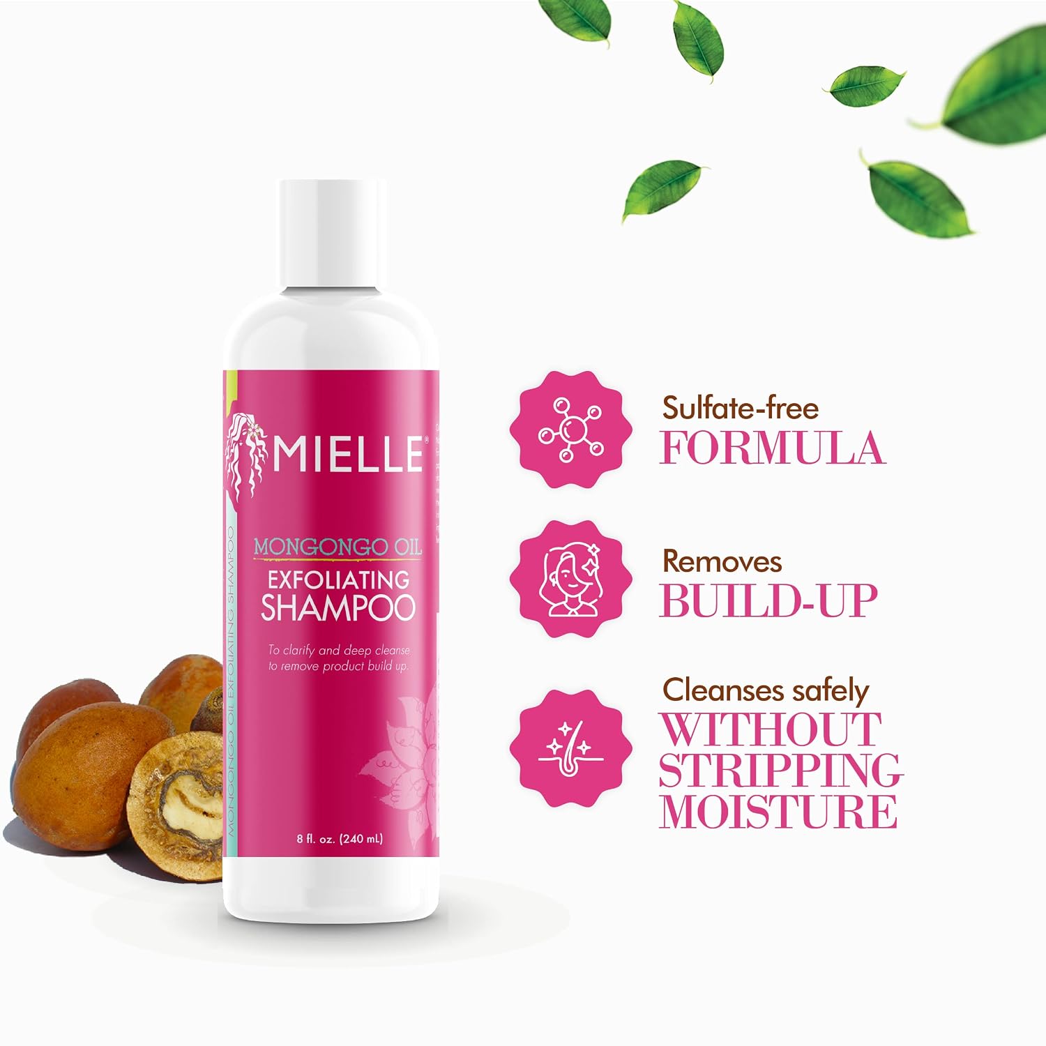 Mielle Organics Mongongo Oil Exfoliating Hair Shampoo - Sulfate-Free Shampoo & Scalp Exfoliator to Remove Dirt