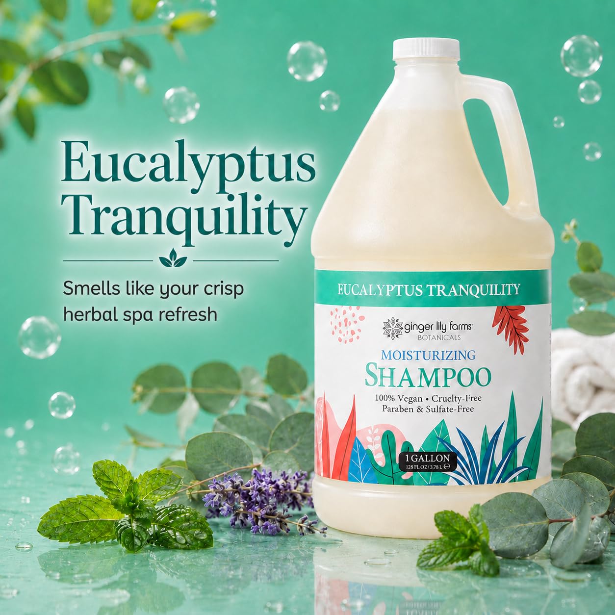 Ginger Lily Farms Botanicals Moisturizing Shampoo for All Hair Types, Coco Mango, 100% Vegan & Cruelty-Free, Coconut Mango Scent, 1 Gallon (128 fl oz) Refill | for Hands, Body & Hair, Moisturizing Wash, Salon Wash, Spa Cleanser, Salon & Spa Essentials, M…