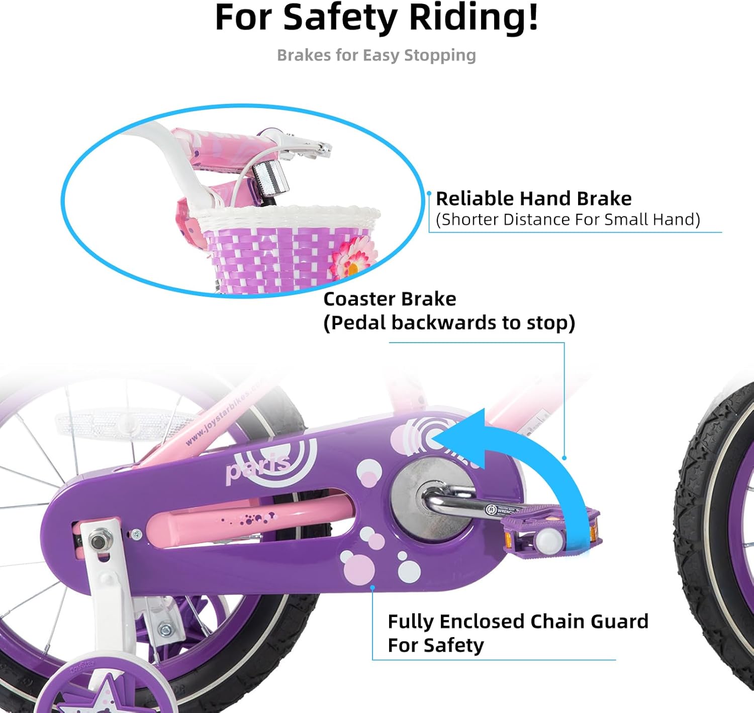 JOYSTAR Paris Girls Bike with Training Wheels for Ages 3-10Y