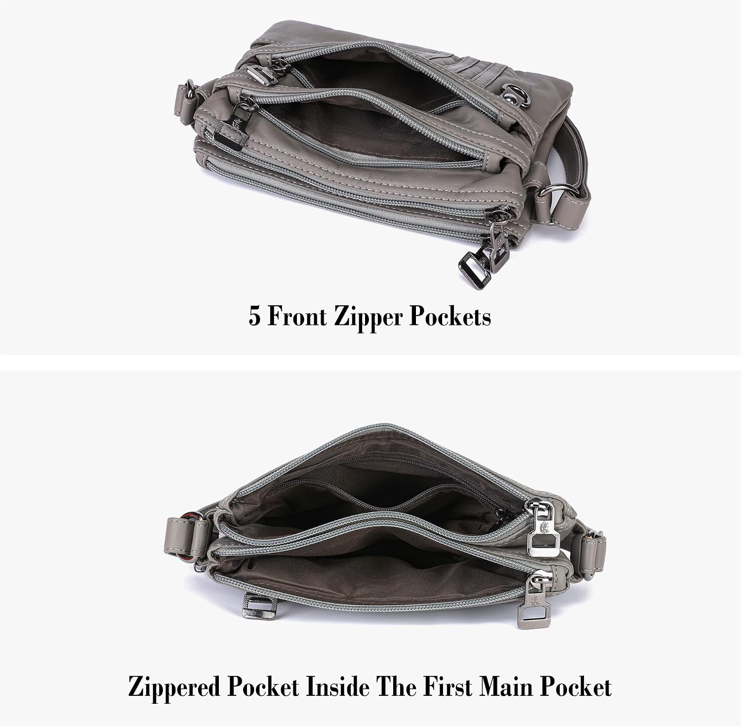 MINICAT Multi Pocket Small Crossbody Purses for Women Everyday Shoulder Bag | Lightweight Organizer, Cross body Bag with Multiple Zipper Pockets, Vegan Leather, Phone Purse for Travel Casual Daily