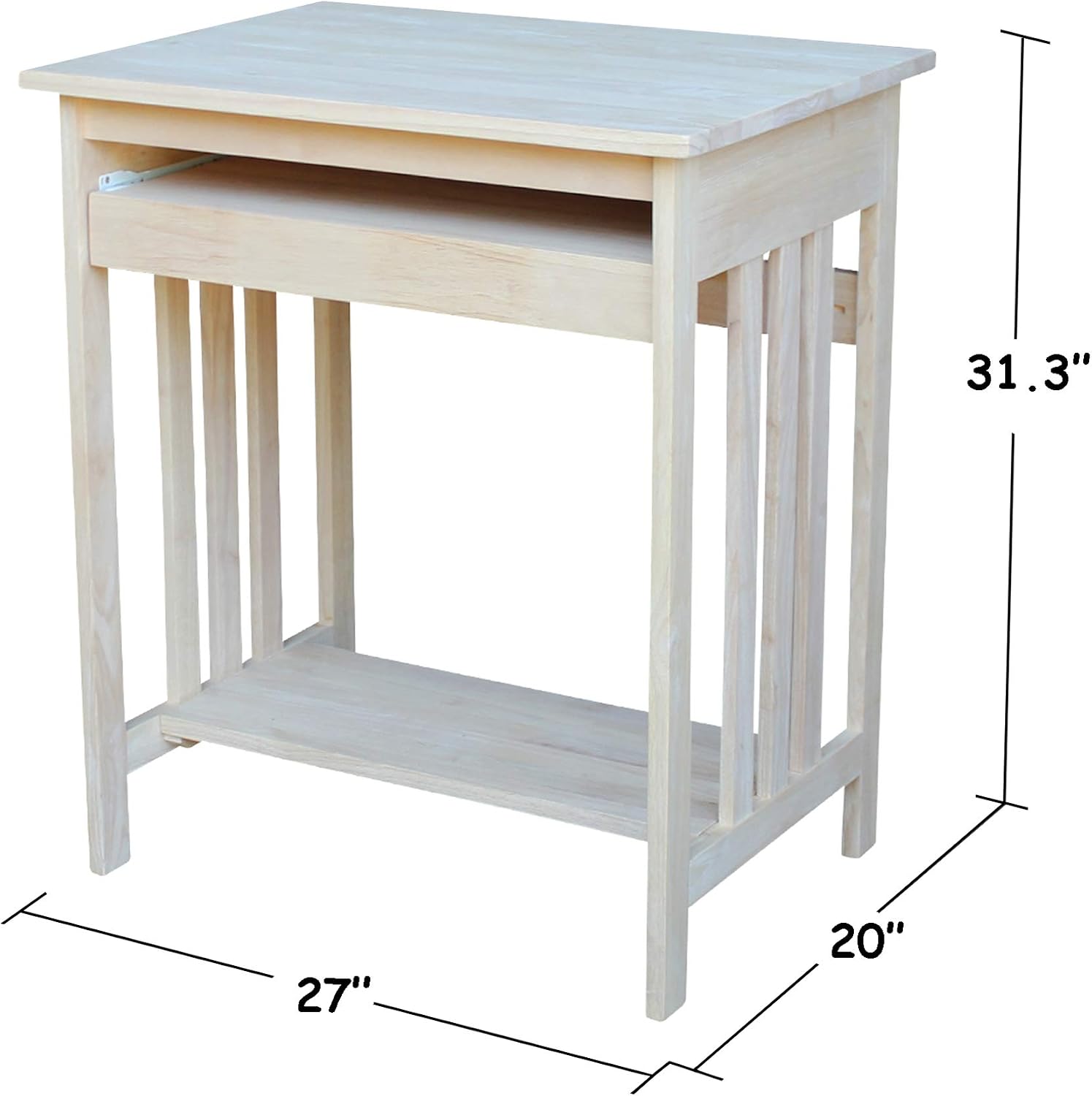 International Concepts Unfinished Mission Wood Computer Cart
