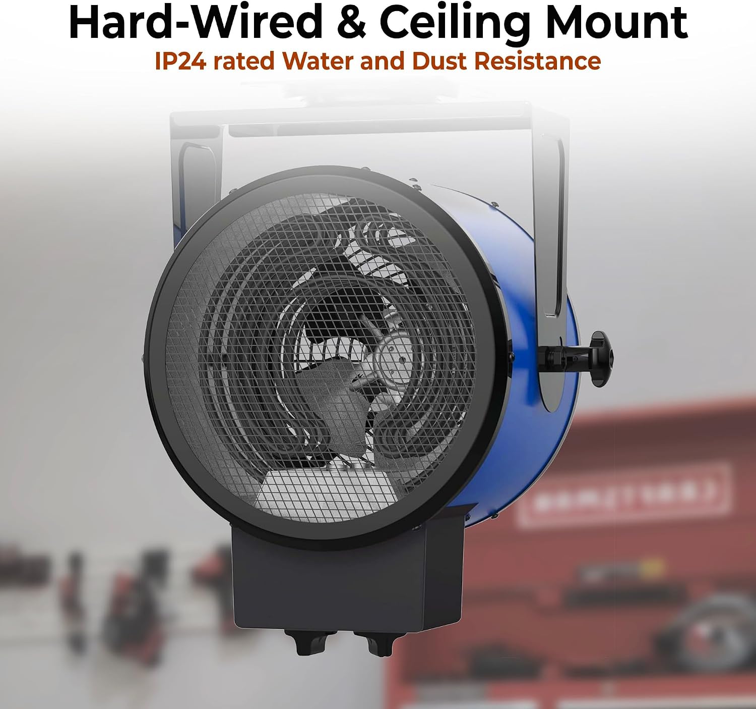Comfort Zone 5, 300W, 240V Electric Hard-Wired Ceiling Mounted Industrial Garage, Utility Space Heater, NEMA 6-30R, Steel Body, Adjustable Thermostat