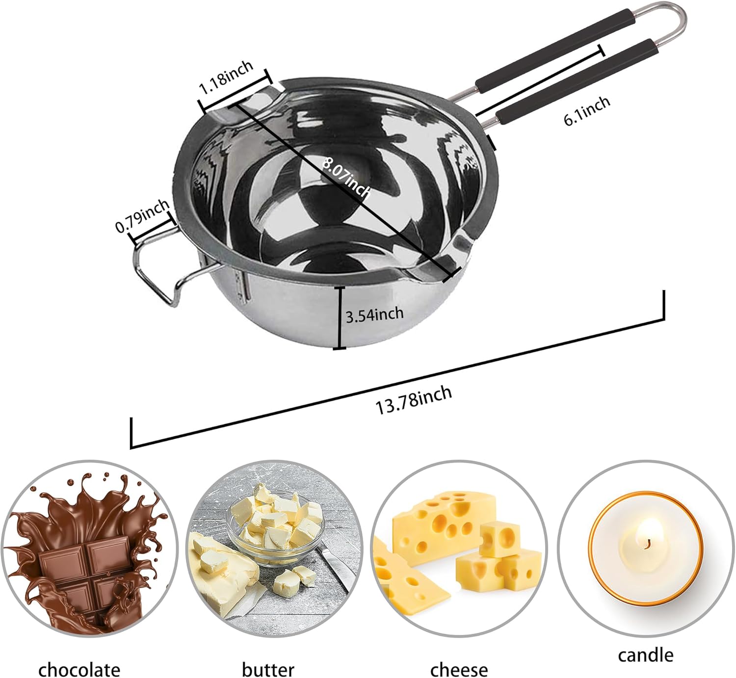 Stainless Steel Double Boiler Melting Pot, Double Boilers for Stove Top