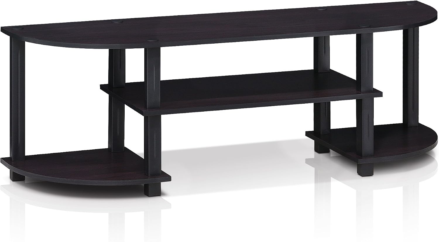 Furinno TURN-S-TUBE 3-Tier TV Stand for TVs up to 55 Inch, French Oak | Toolless Entertainment Center with Open Storage Shelves, Media Console Table with Soundbar Shelf for Living Room, Bedroom