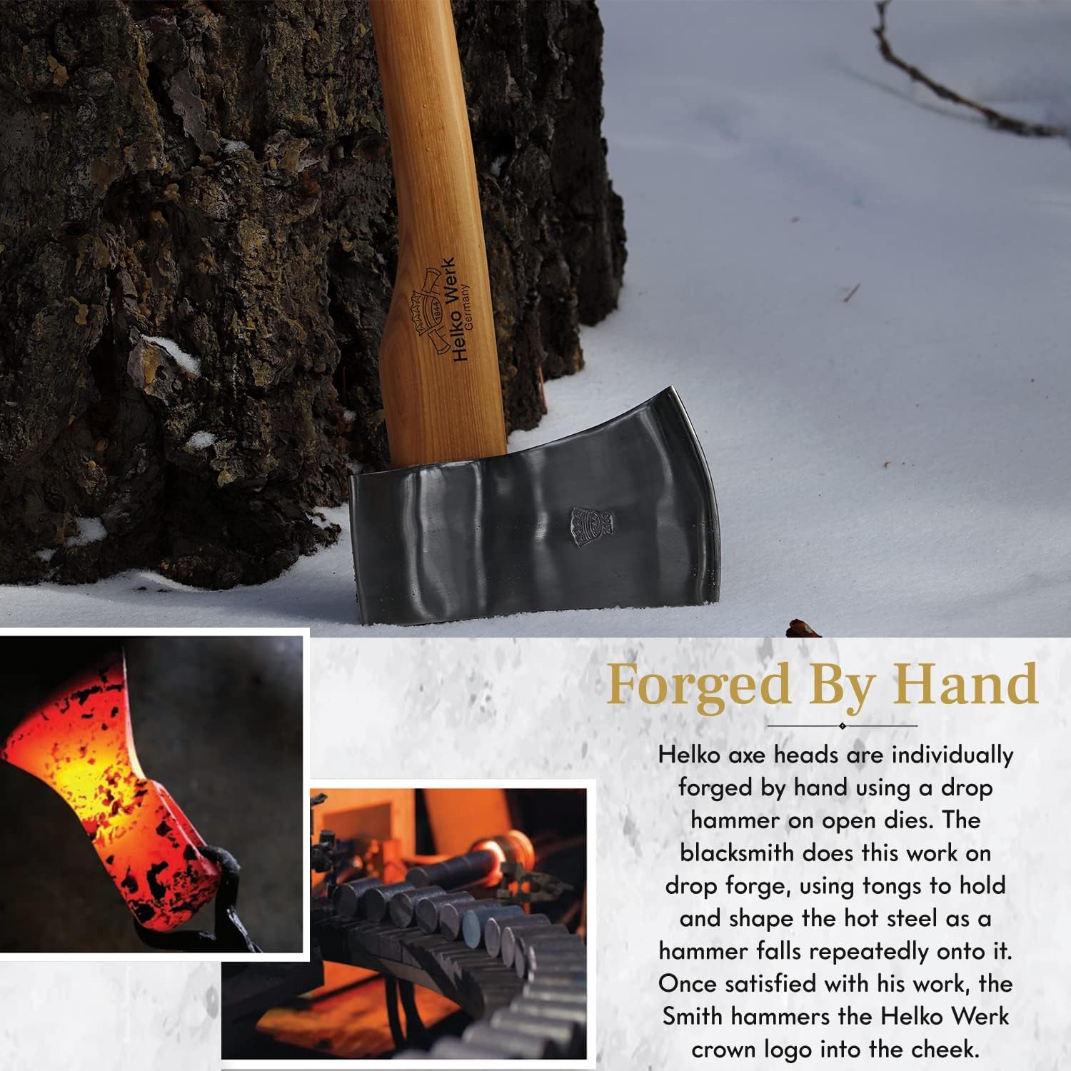 1844 Helko Werk Germany Classic Expedition Felling Axe (10497) | Made in Germany Large Felling Axe for Heavy Duty Felling Trees Cutting Wood and Timber Head 4.5lb, Handle 35 inches