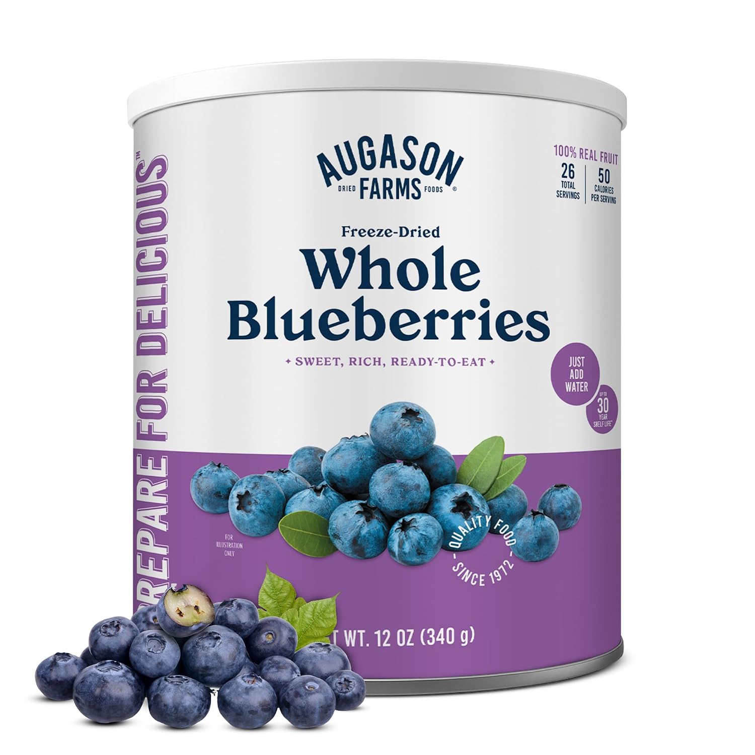 Augason Farms Freeze-Dried Whole Blueberries Can | Emergency Food Supply, 26 Servings, 30 Year Shelf Life, Great for Cooking, Baking, and Snacks