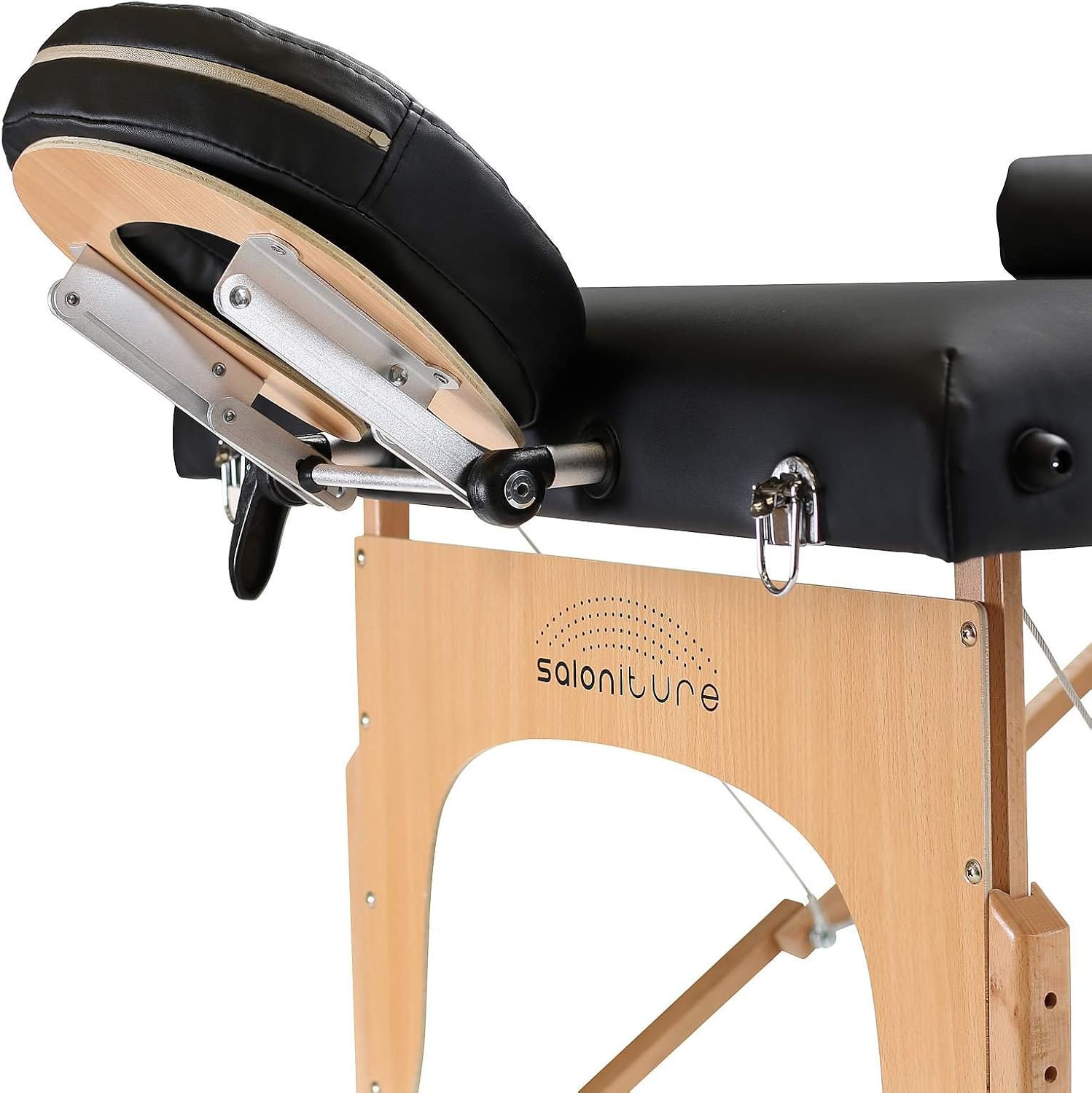 Saloniture Professional Portable Massage Table with Backrest - Black