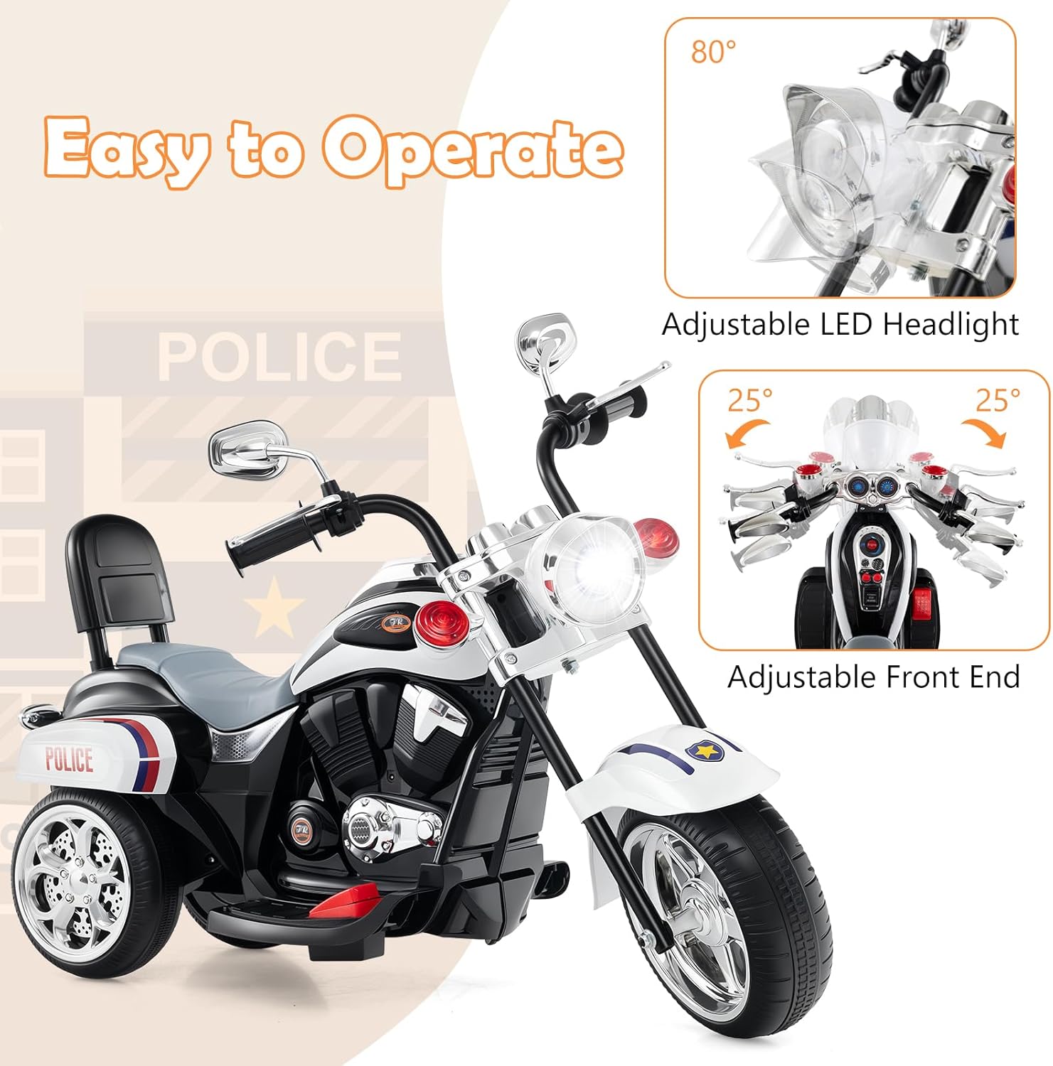 Costzon 6V Ride on Chopper Kids Motorcycle with Horn, Headlight (Red)