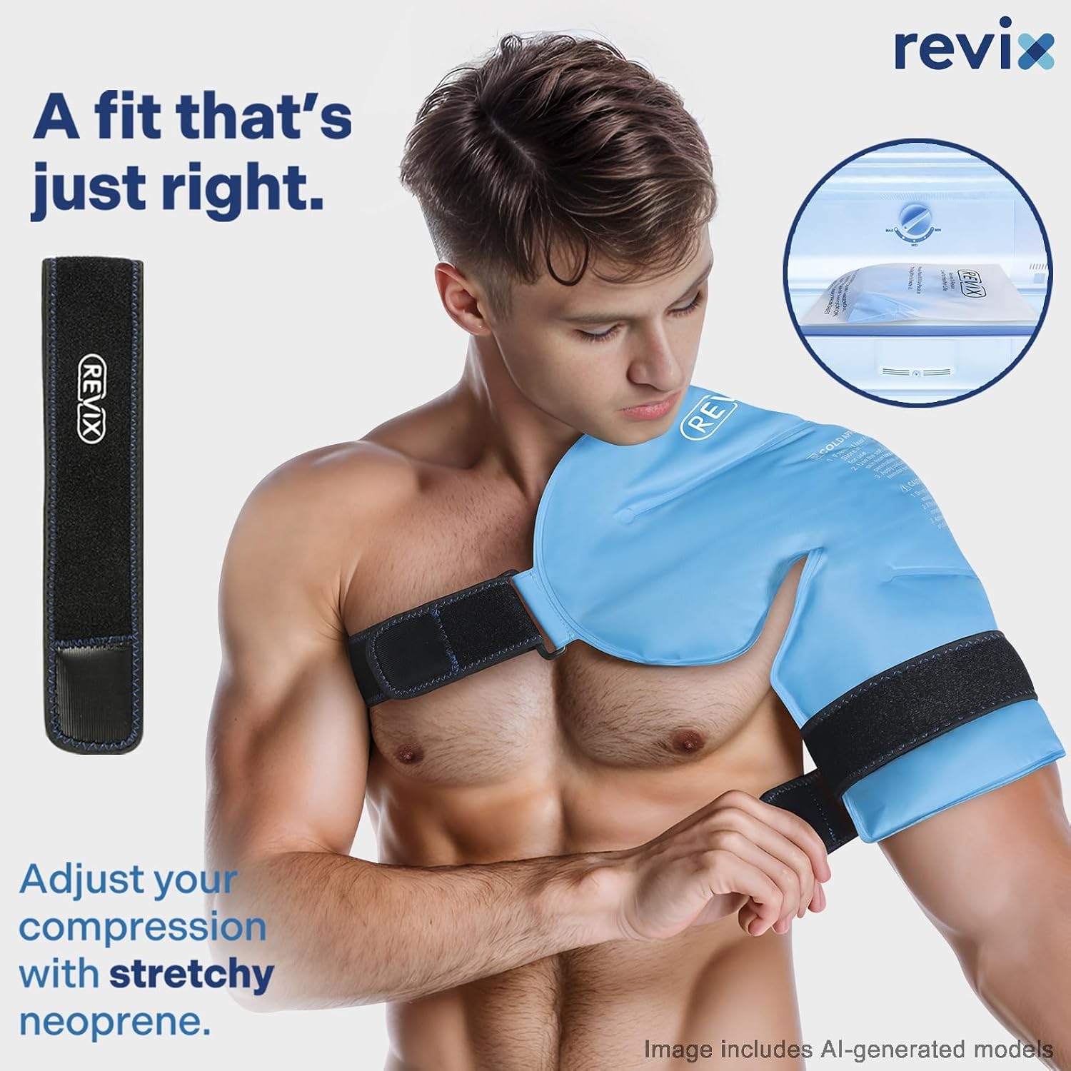 REVIX Shoulder Ice Pack Wrap for Rotator Cuff, Reusable Gel Cold Pack