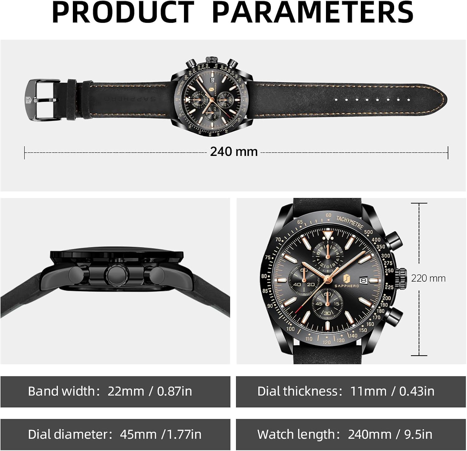BENYAR Watch for Men Analog Quartz Chronograph Waterproof Luminous Designer Mens Wrist Watches Business Work Sport Casual Dress Watch with Silicone Strap Elegant Gifts for Men