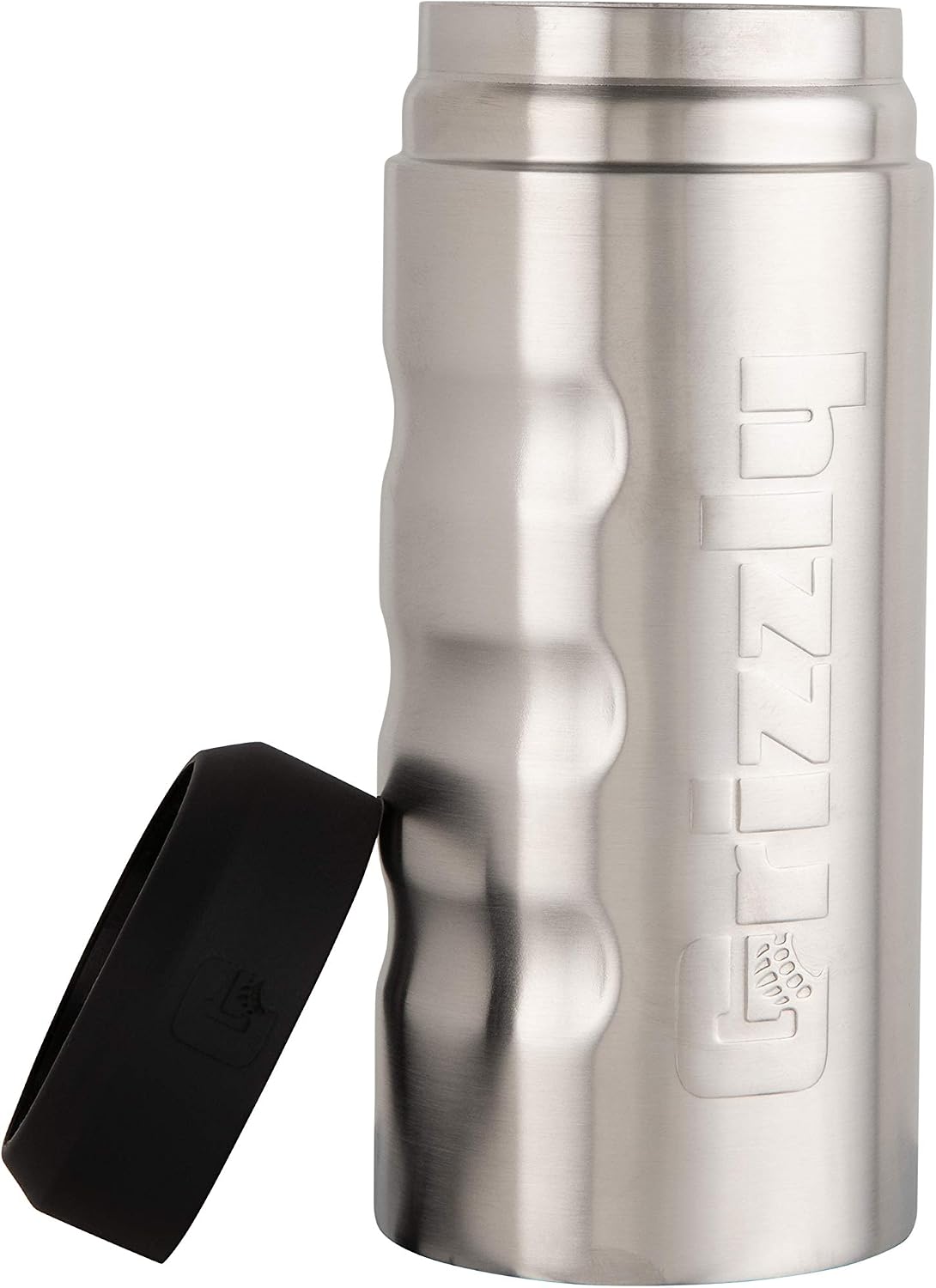 Grizzly Grip Slim Can, 12 oz Stainless Steel Can Cooler, Brushed Stainless