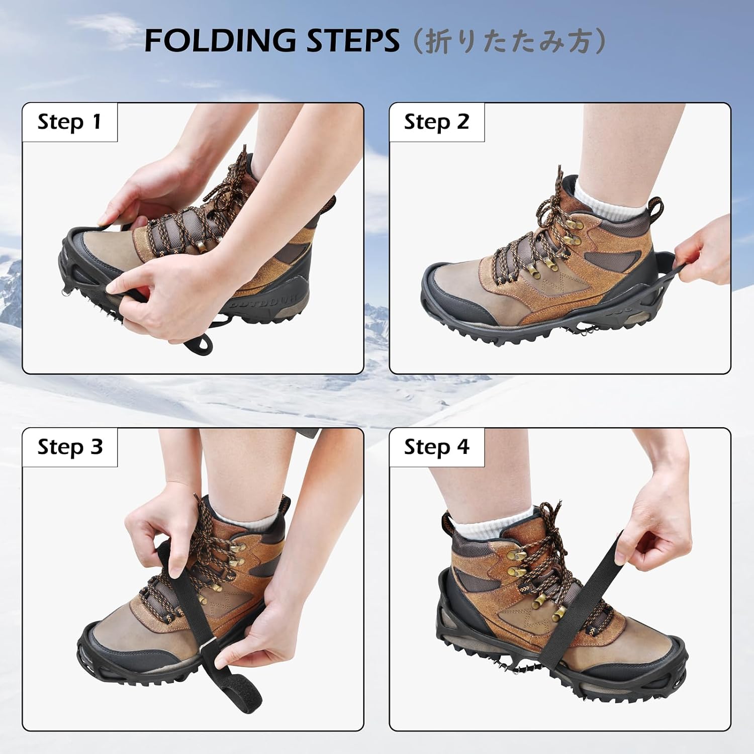 Ice Cleats for Shoes and Boots Anti Slip Ice Grips Snow Crampons Traction Cleats Hiking Fishing Walking Gear