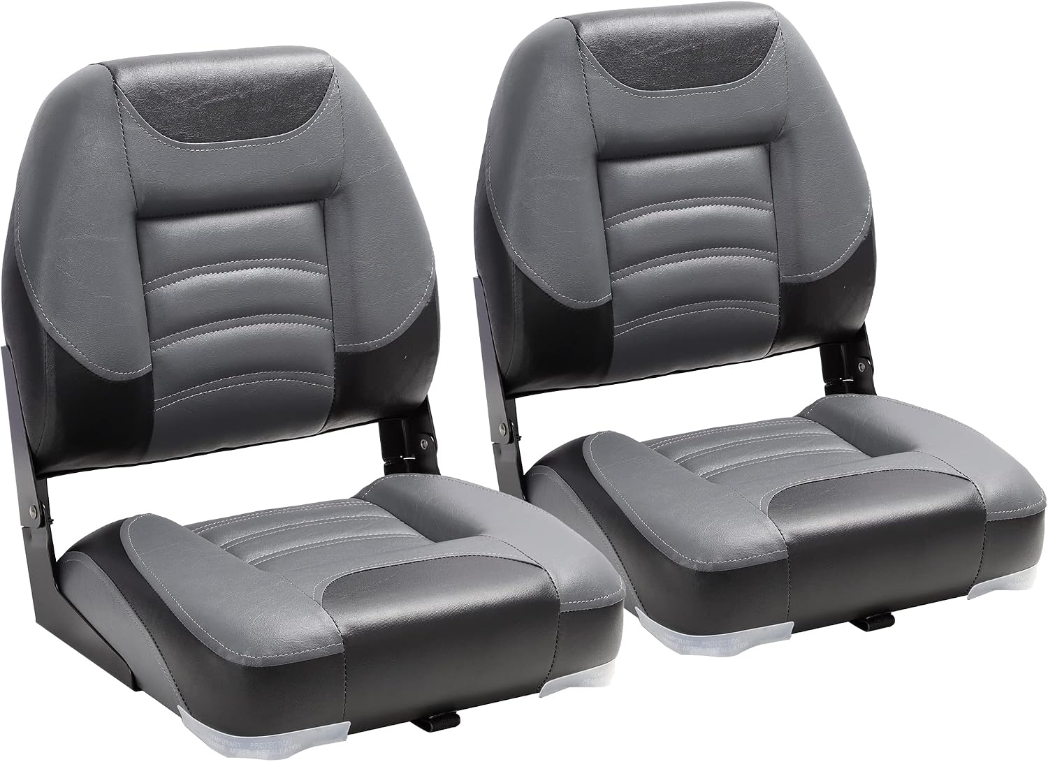 NORTHCAPTAIN T1 Deluxe Low Back Folding Fishing Boat Seats 2 Pack - Premium Bass/Jon/Pontoon Boat Chairs,4 Mounting Screws Included