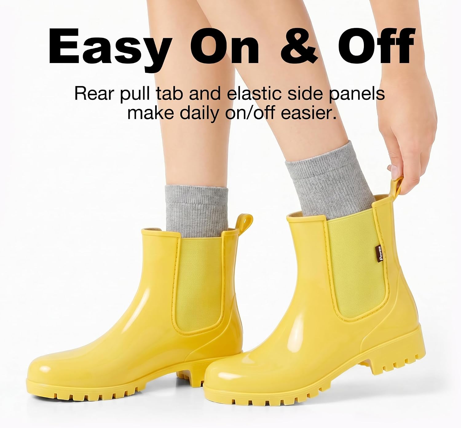 planone Cute Short Rain Boots for Women, Waterproof Chelsea Ankle Boots