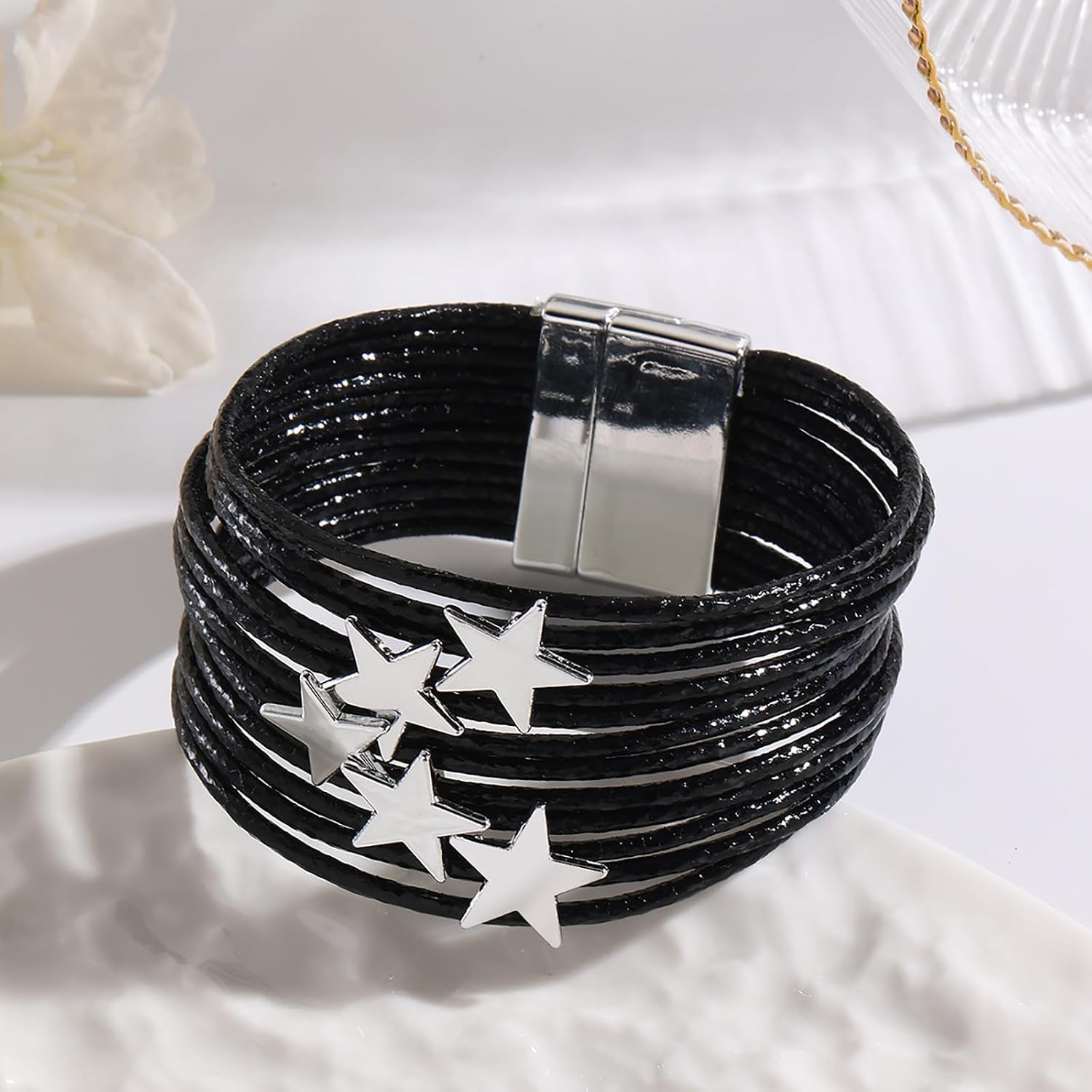 Fesciory Leather Wrap Bracelets for Women, Boho Western Layered Jewelry