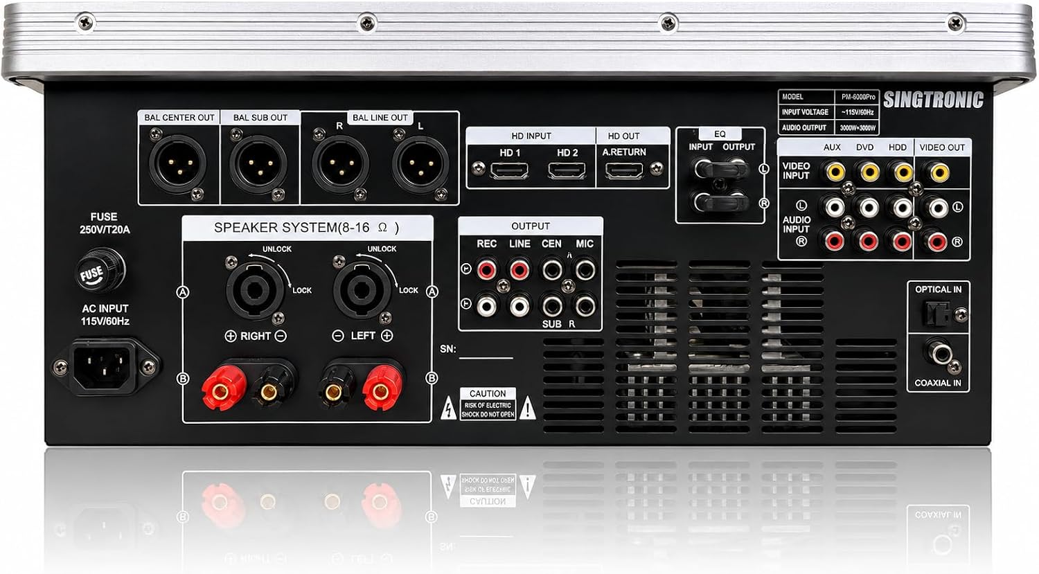 Singtronic PM-6000Pro Professional KJ/DJ 6000W Digital Console Mixing Board Karaoke Ampliffier Built in HDMI-Arc, Optical, Bluetooth, Aux