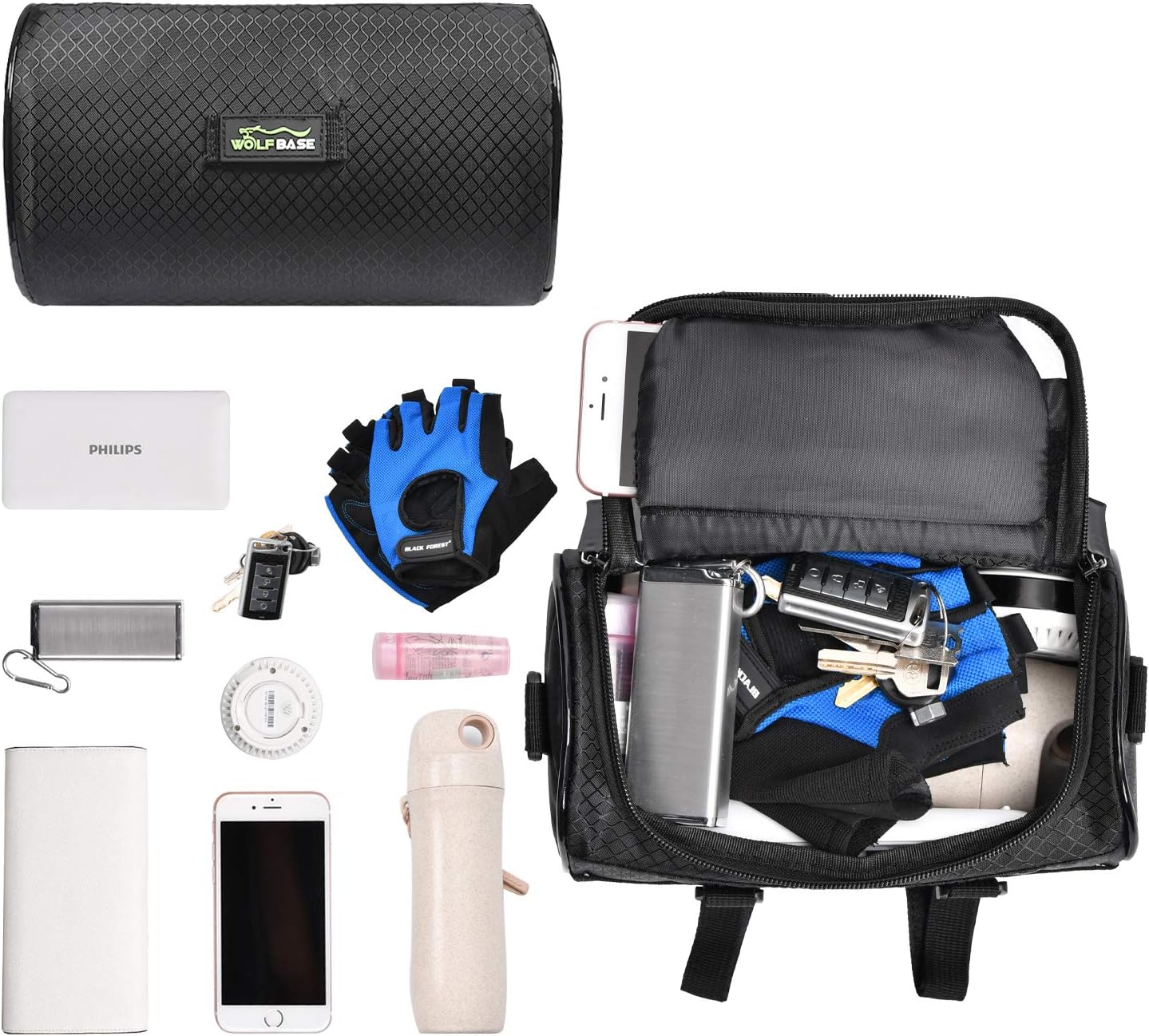 Bike Handlebar Bag, 6 inch Transparent Pouch | Waterproof Phone Cycling Mount Front Bags, Bicycle Storage Bag with Removable Shoulder Stra