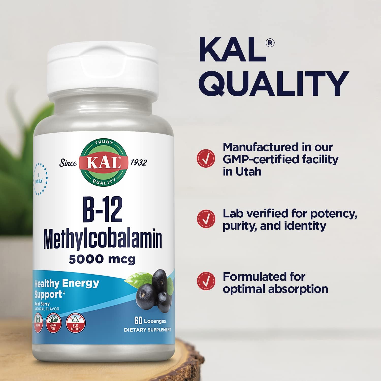KAL Vitamin B-6 B-12 Folic Acid DropIns, Liquid Vitamin B Supplement Drops, Heart Health, Energy, Red Blood Cell Support with Methyl B12 and Methyl Folate, Natural Mixed Berry Flavor, 59 Servings, 2oz | Cardiovascular, Energy & Nerve Support - Active P-5…