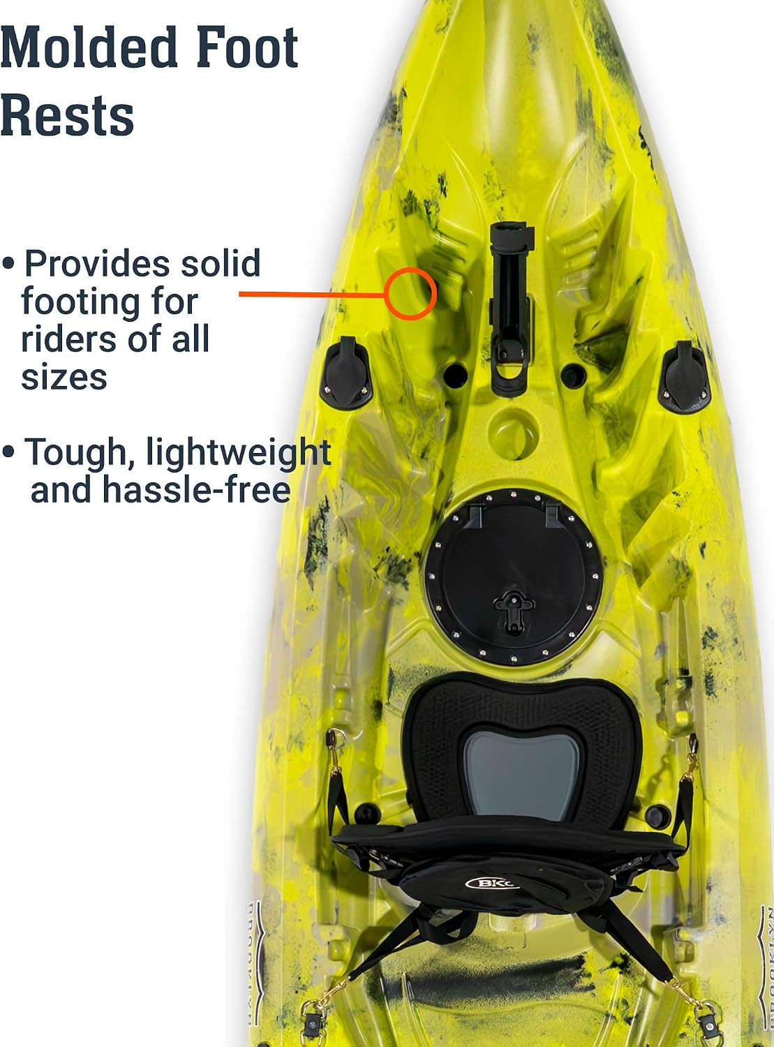 BKC Brooklyn 12.5 Tandem Fishing Kayak, 2 to 3 Person Sit-on-Top | 600 lb capacity, 2 padded seats, 2 paddles, 6 rod holders, motor-ready mount, for lakes, rivers and coastal water