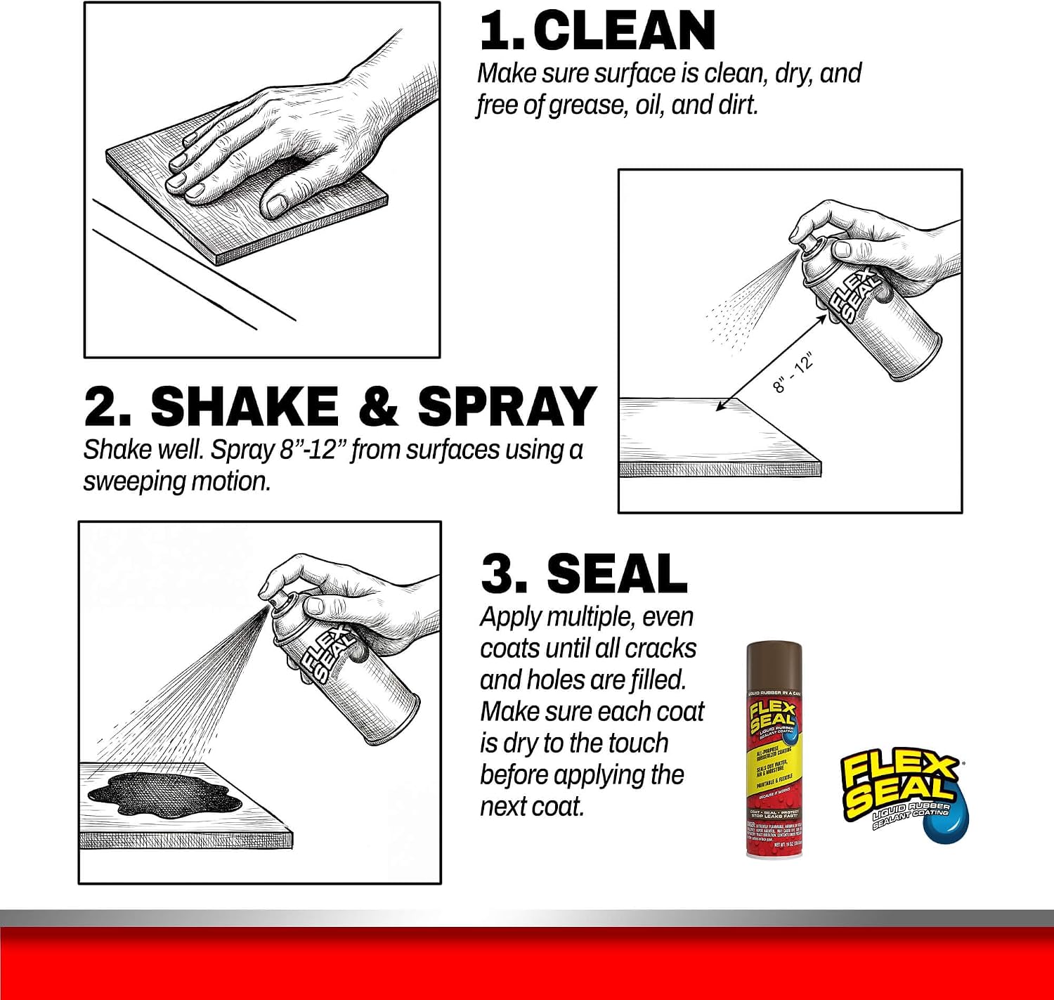 Flex Seal, 14 oz, 2-Pack, Black, Stop Leaks Instantly, Waterproof Rubber Spray On Sealant Coating, Perfect for Gutters, Wood, RV, Campers, Roof Repair, Skylights, Windows, and More