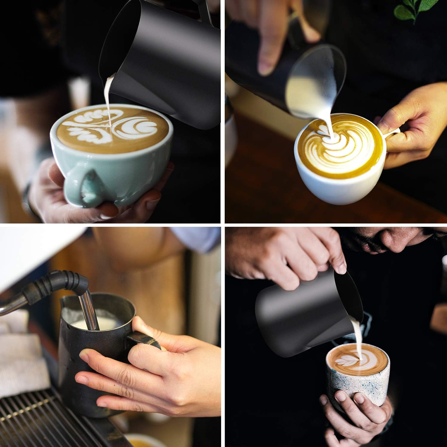 Stainless Steel Espresso Milk Frothing Pitcher - 12OZ/350ML Coffee Milk Frother Cup with Decorating Art Pen for Espresso Machine, Latte Art