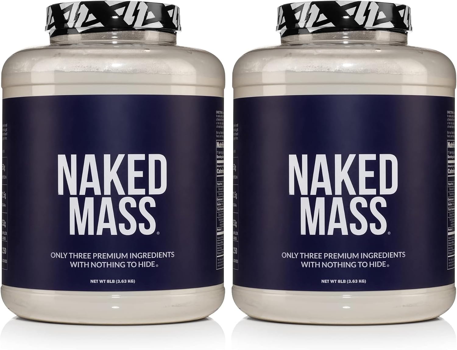 NAKED Mass - Natural Weight Gainer Protein Powder - 8 LB Bulk, NSF Certified, GMO Free, Gluten Free & Soy Free. No Artificial Ingredients - 1,250 Calories per Serving