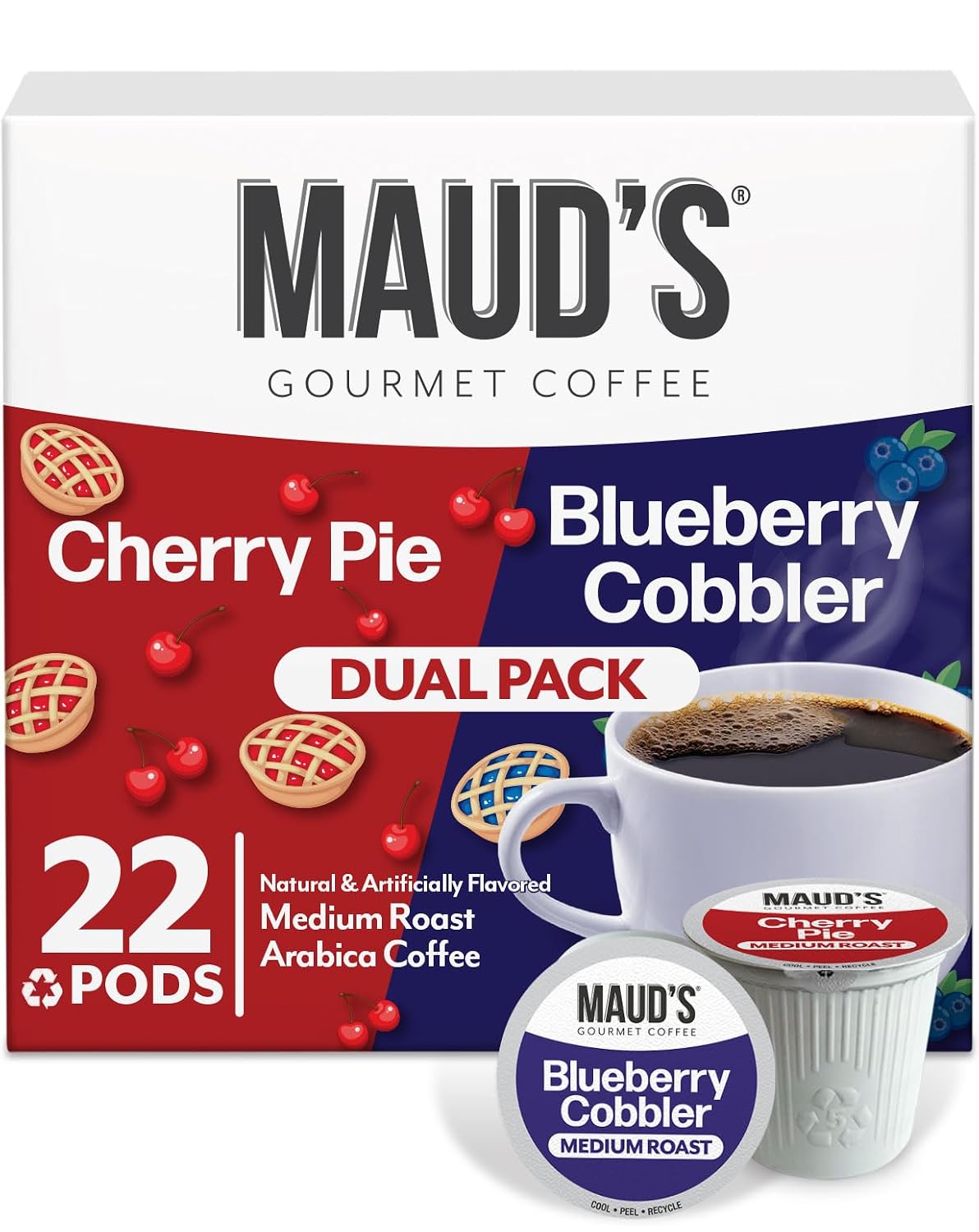 Maud's Family Pack Coffee Pods Variety Pack, 136ct, 12 Assorted Flavors | Medium Roast Flavored Coffee in Single Serve Pods – 100% Arabica Coffee, Compatible with Keurig Coffee Makers