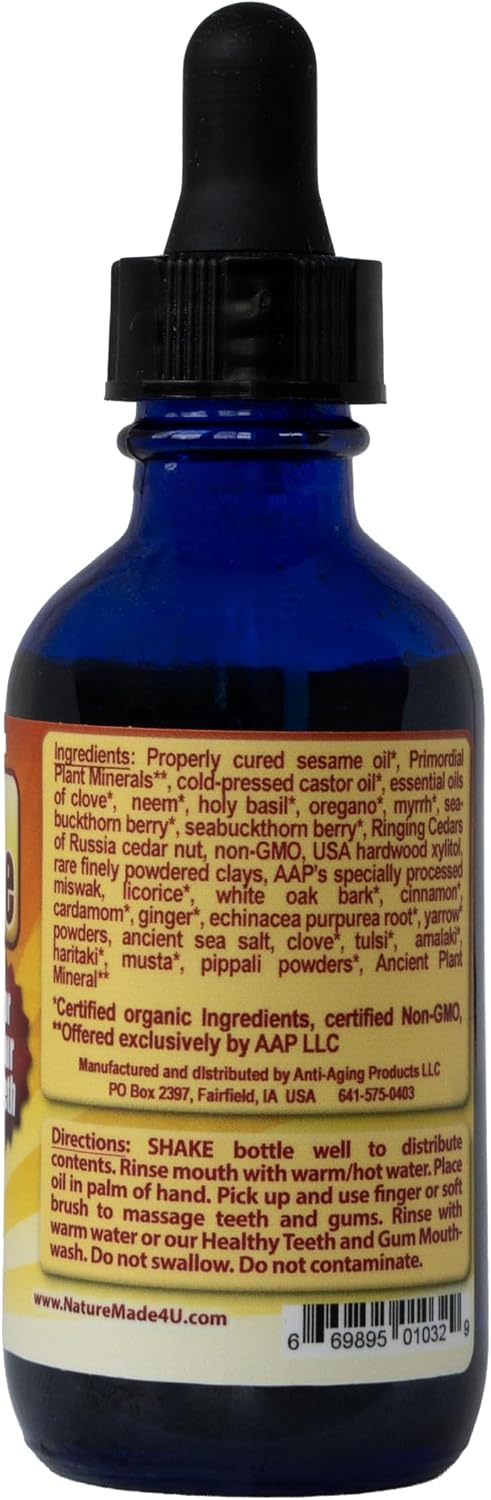 Healthy Teeth & Gum Mouthwash 8 fl oz, Herbal Oral Rinse for Fresh Breath | Organic, alcohol- & fluoride-free, non-GMO; supports healthy gums & enamel