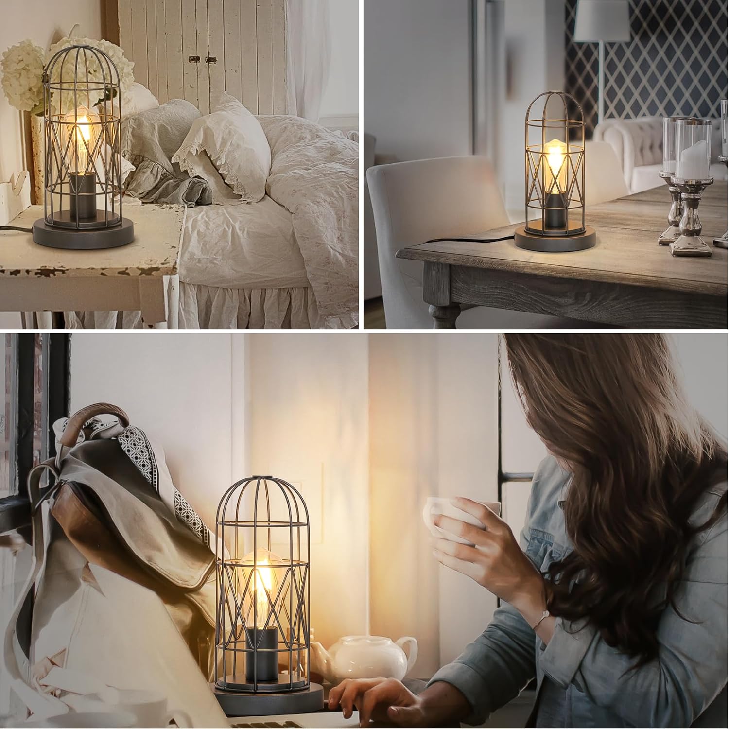 Touch Control Table Lamp, 3 Way Dimmable Lamp, Industrial Bedside Lamp
