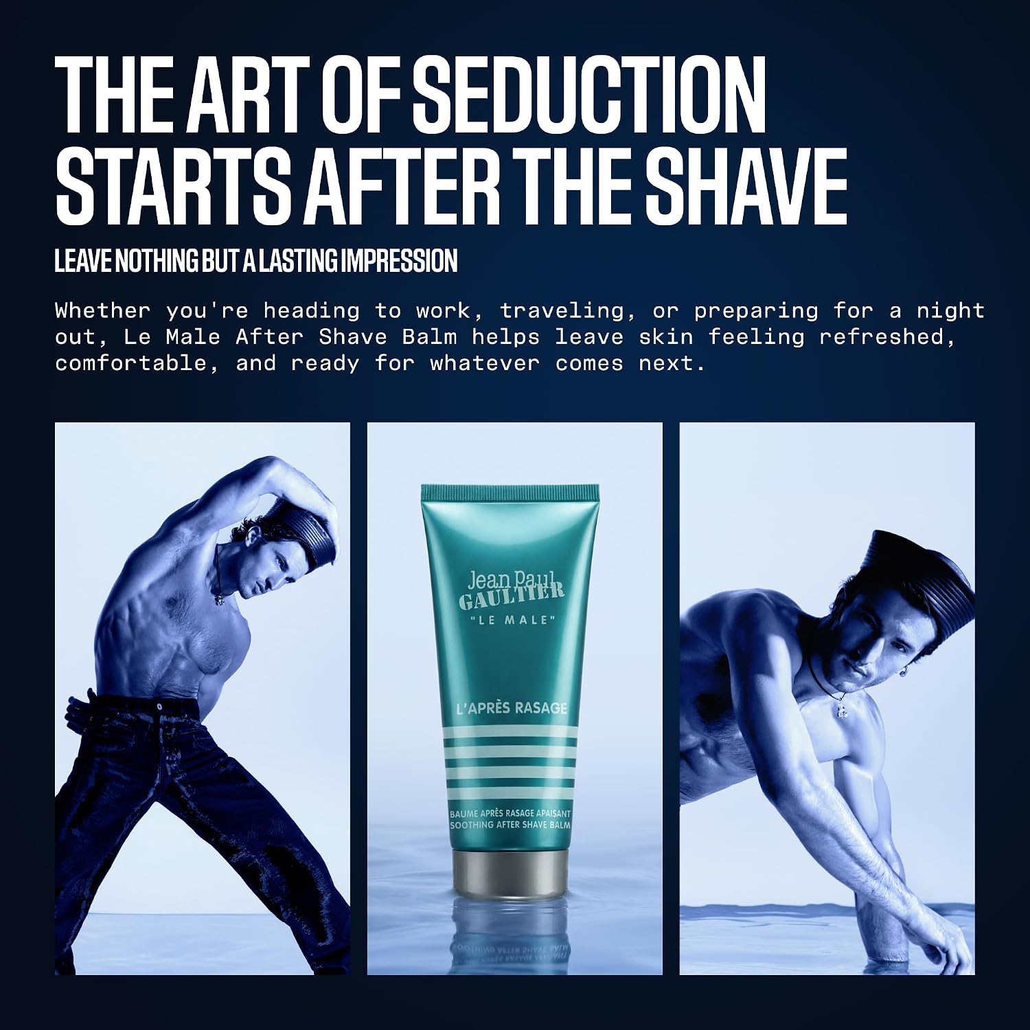 Jean Paul Gaultier Le Male Soothing Aftershave Balm - Cologne Scented Post Shave Balm for Men with Fresh Mint