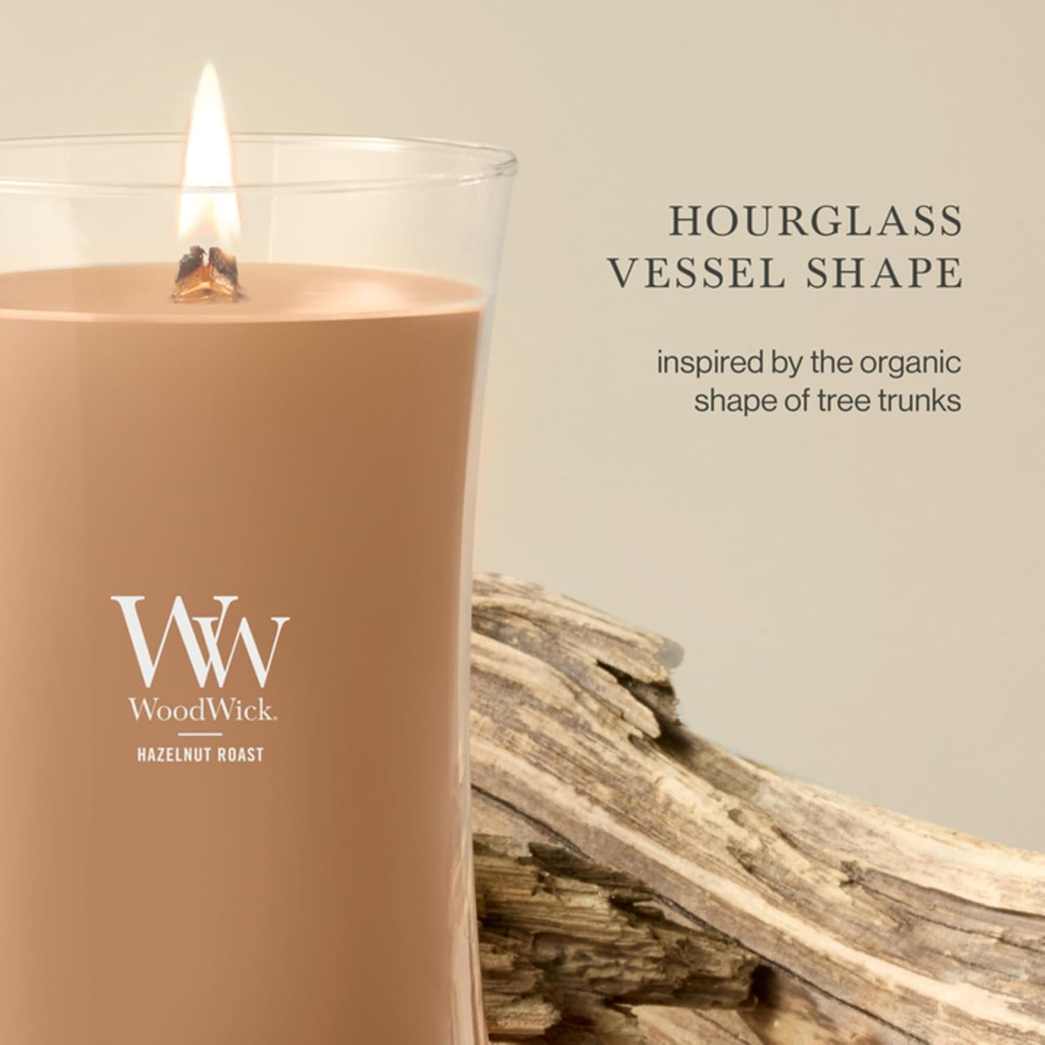 WoodWick Fireside Holiday Candle Gifts for Women and Men, 9.7 oz Medium Hourglass Candle with Crackling Wick