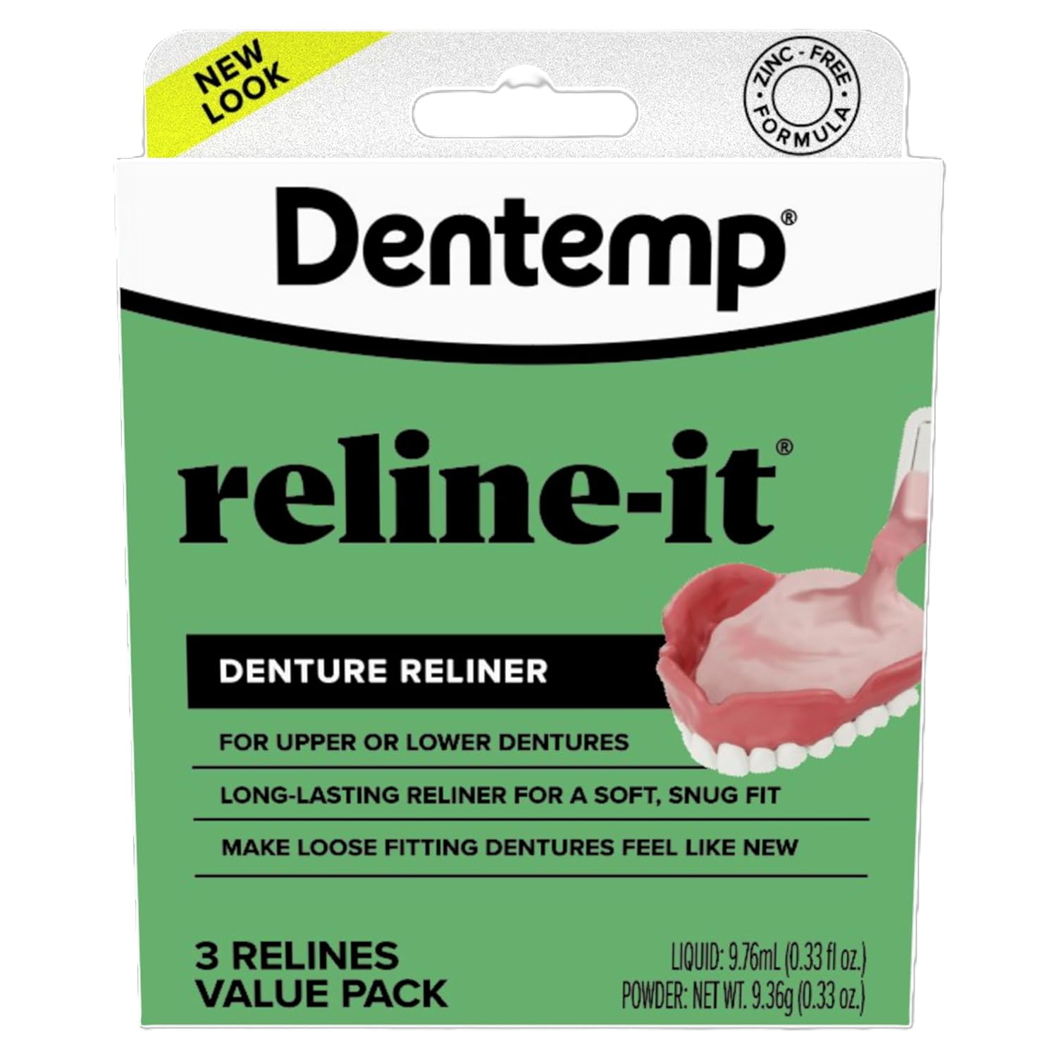 Dentemp Denture Reline Kit - Advanced Formula Reline It Denture Reliner (Pack of 2) - Denture Kit to Refit and Tighten Dentures for Both Upper & Lower Denture (Packaging May Vary)