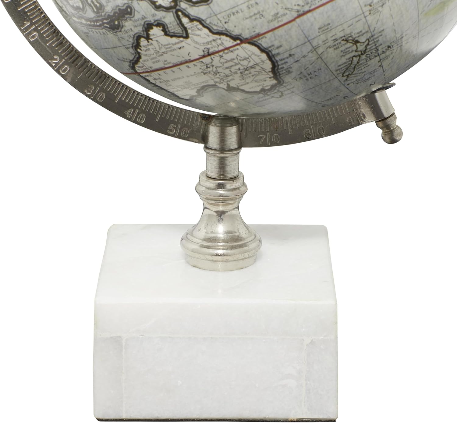 Deco 79 Marble Globe, 9" x 8" x 14", White
