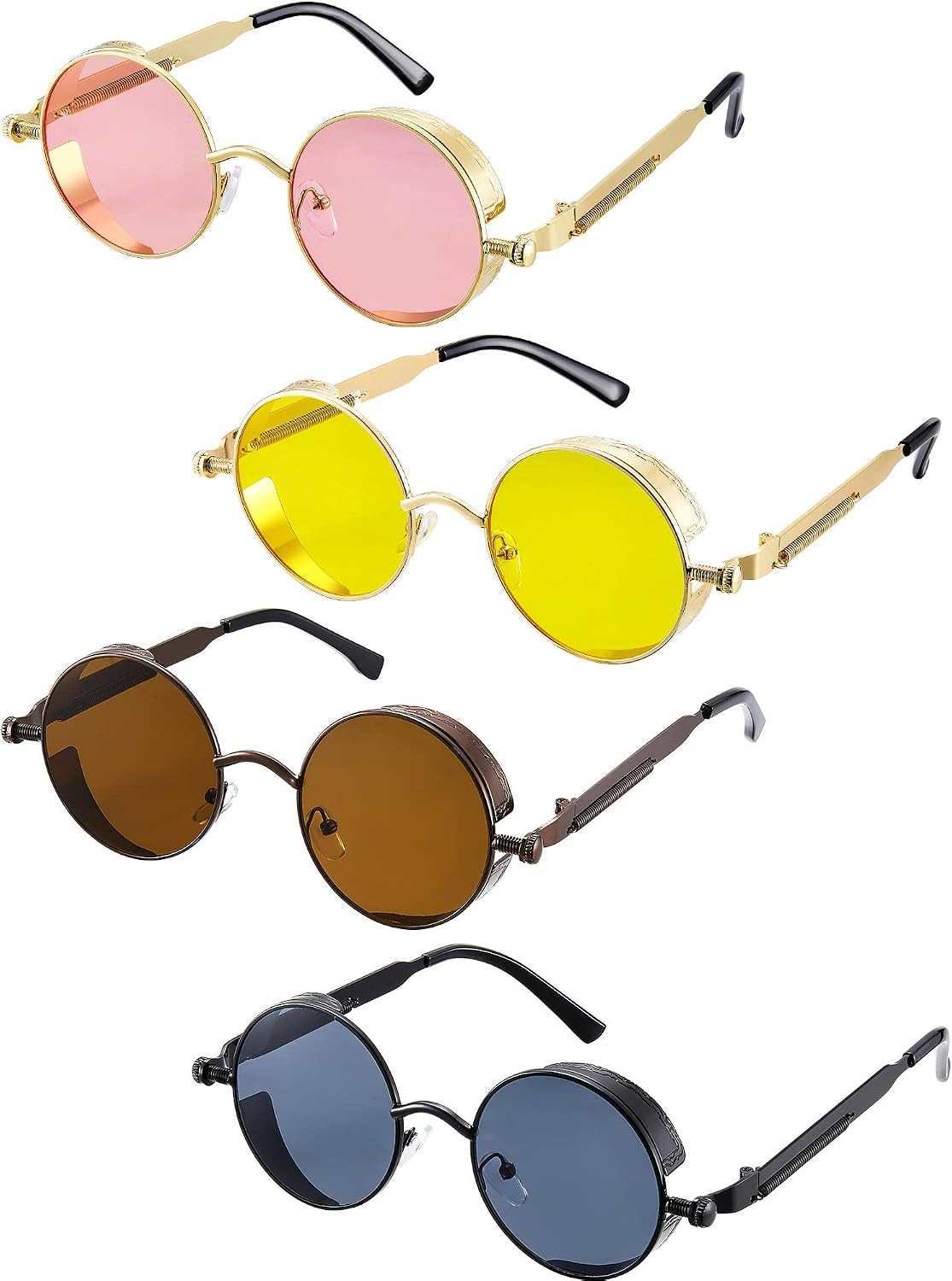 Frienda 4 Pcs Retro Steampunk Sunglasses
