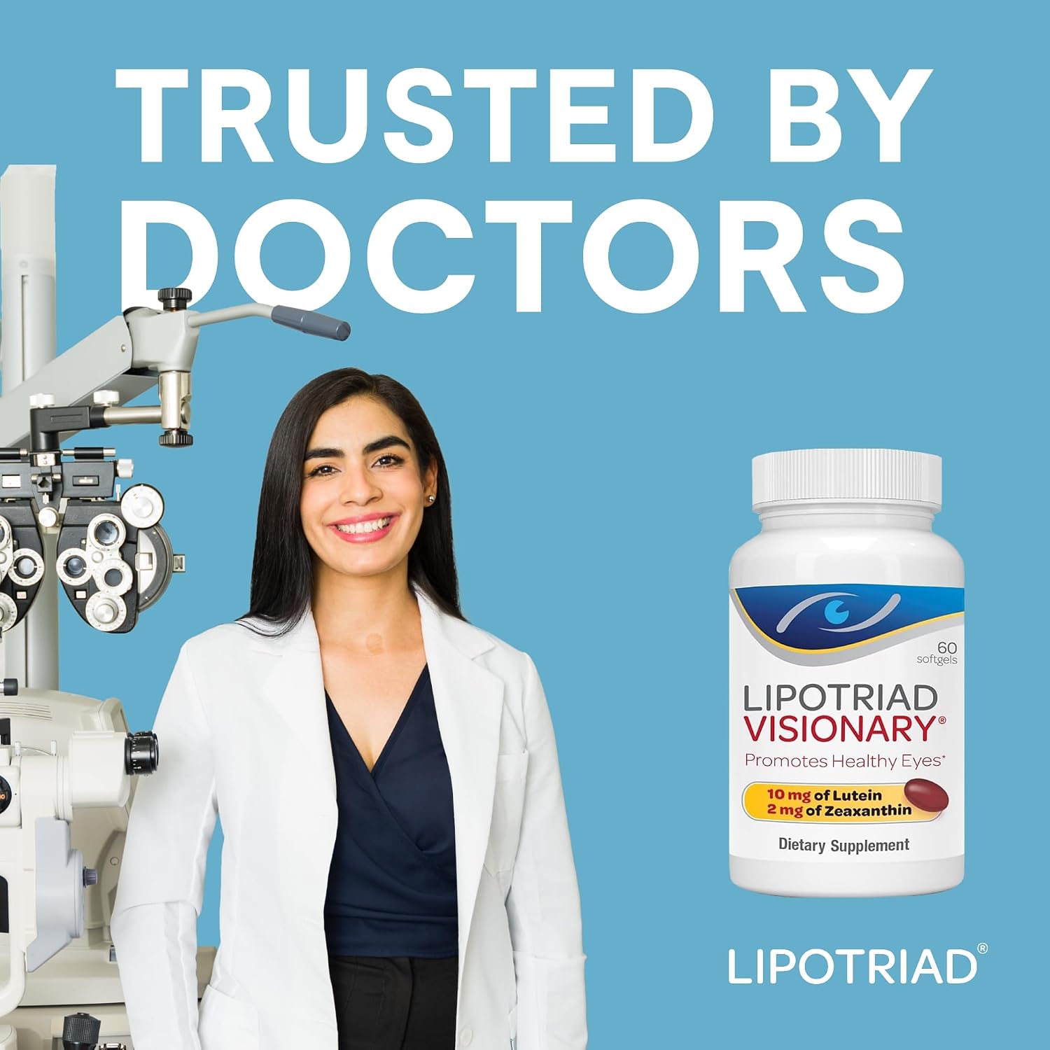 Lipotriad Visionary Eye Vitamins, 60 Capsules, 30-Day Supply | Lutein and Zeaxanthin Supplements with AREDS 2 Ingredients to Support Eye Health