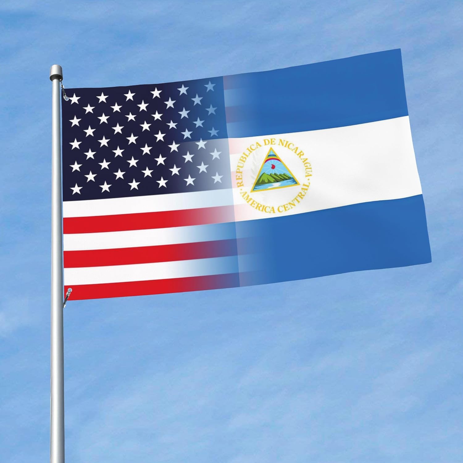 Nicaragua Nicaraguan And American Flag America USA 3x5 Ft Indoor Outdoor Decor Banner National Flags for Garden Yard Car Outside Decoration