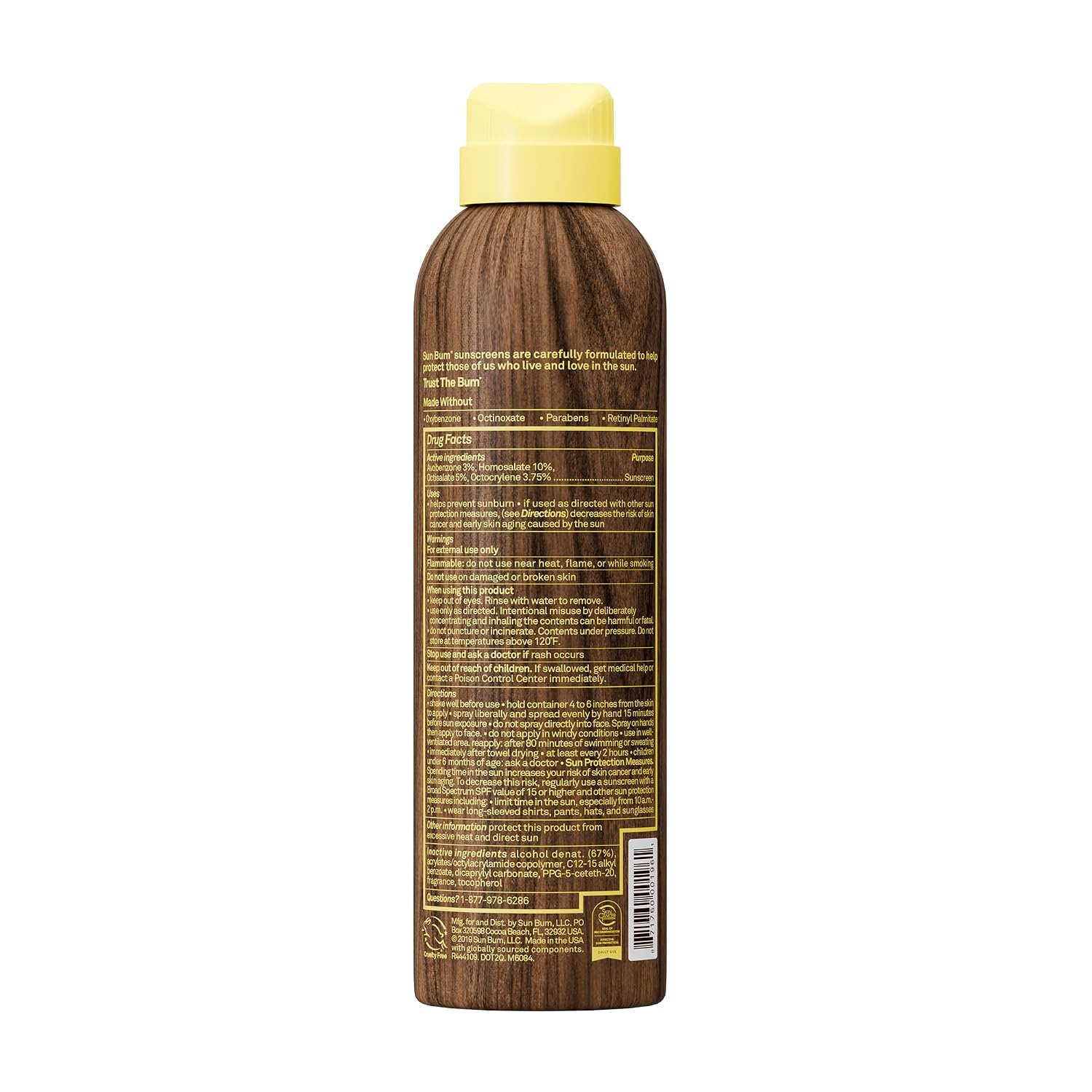 Sun Bum Original SPF 70 Broad Spectrum Sunscreen Body Spray - 6 oz | Moisturizing with Vitamin E, Vegan, Hawaii 104 Act Compliant (Made without Octinoxate & Oxybenzone)