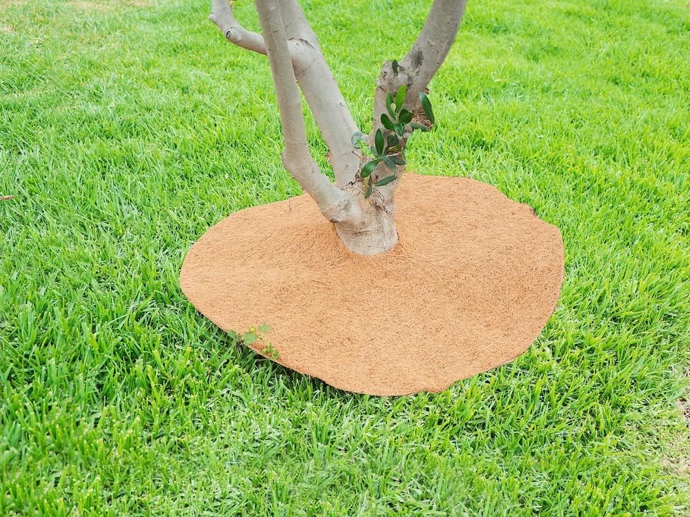 Envelor 20 pcs Coconut Fibers Mulch Ring 4 Inches Tree Protector Mat Coconut Mulch Cover Natural Coconut Fiber Weed Control Rings, Tree Ring Plant Cover for Indoor Outdoor Plants, Pot, Landscaping