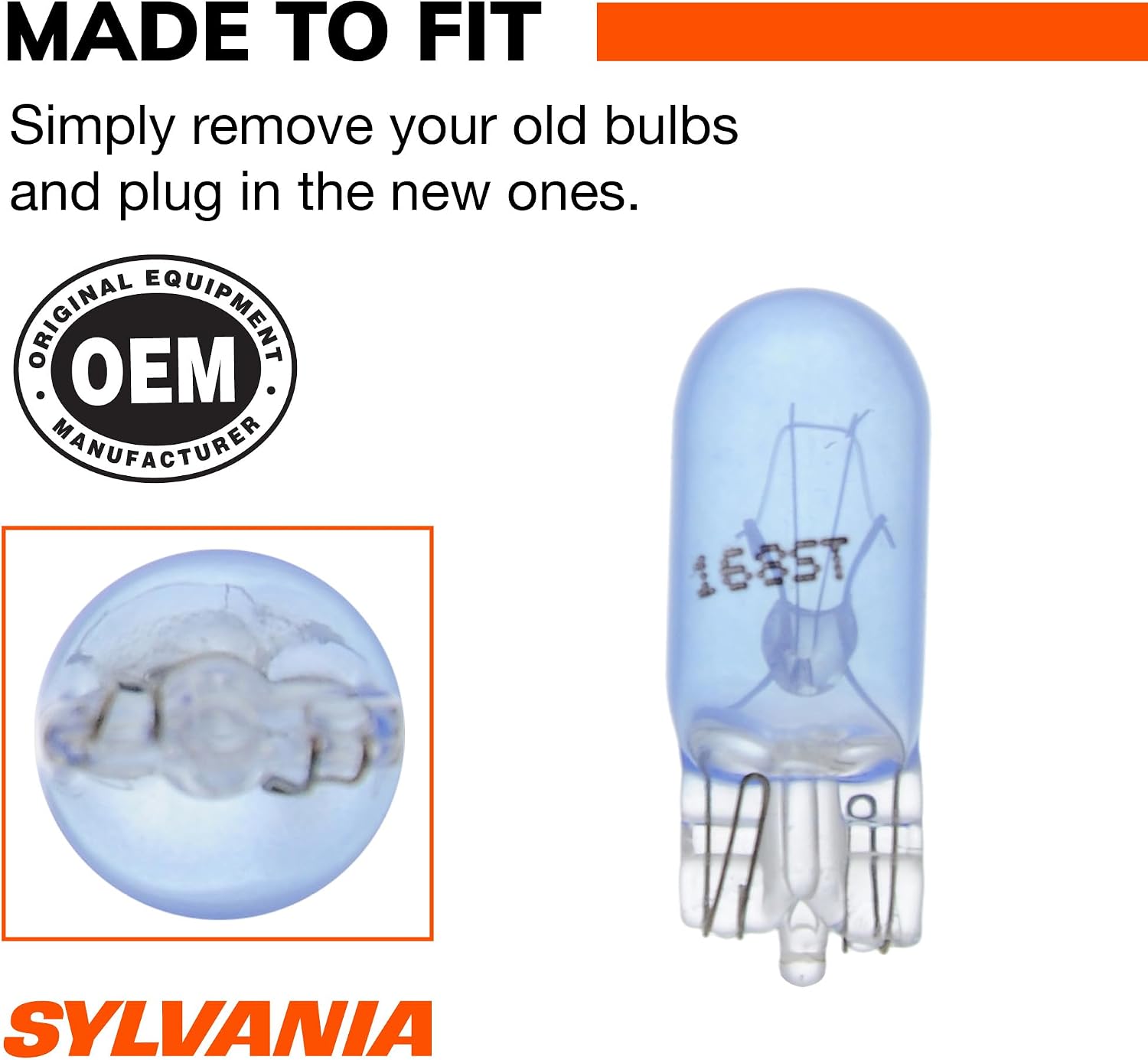 SYLVANIA - 168 SilverStar Mini Bulb - Brighter and Whiter Light, Ideal for Interior Lighting, Center High Mount Stop Light (CHMSL)