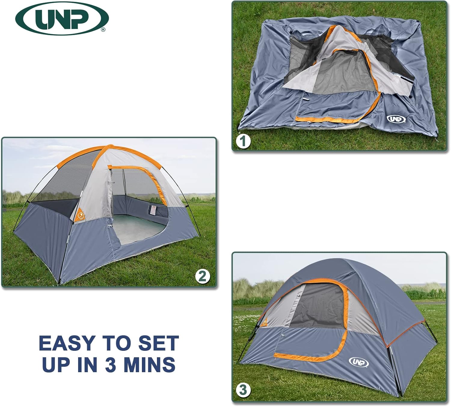 Camping Tent 2-4 Person, Waterproof Windproof Tent with Rainfly Easy Set up-Portable Dome Tents for Camping…