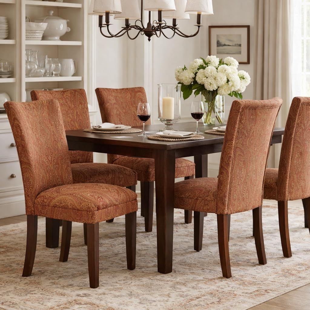 HomePop Parsons Dining Chair - Red & Gold Damask (Single Pack)