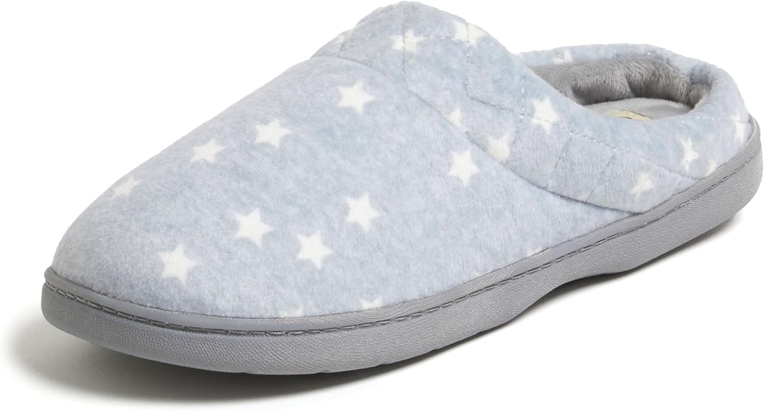 Dearfoams Women's Lightweight Memory Foam Indoor House Slipper Darcy Velour Clog with Wide Widths