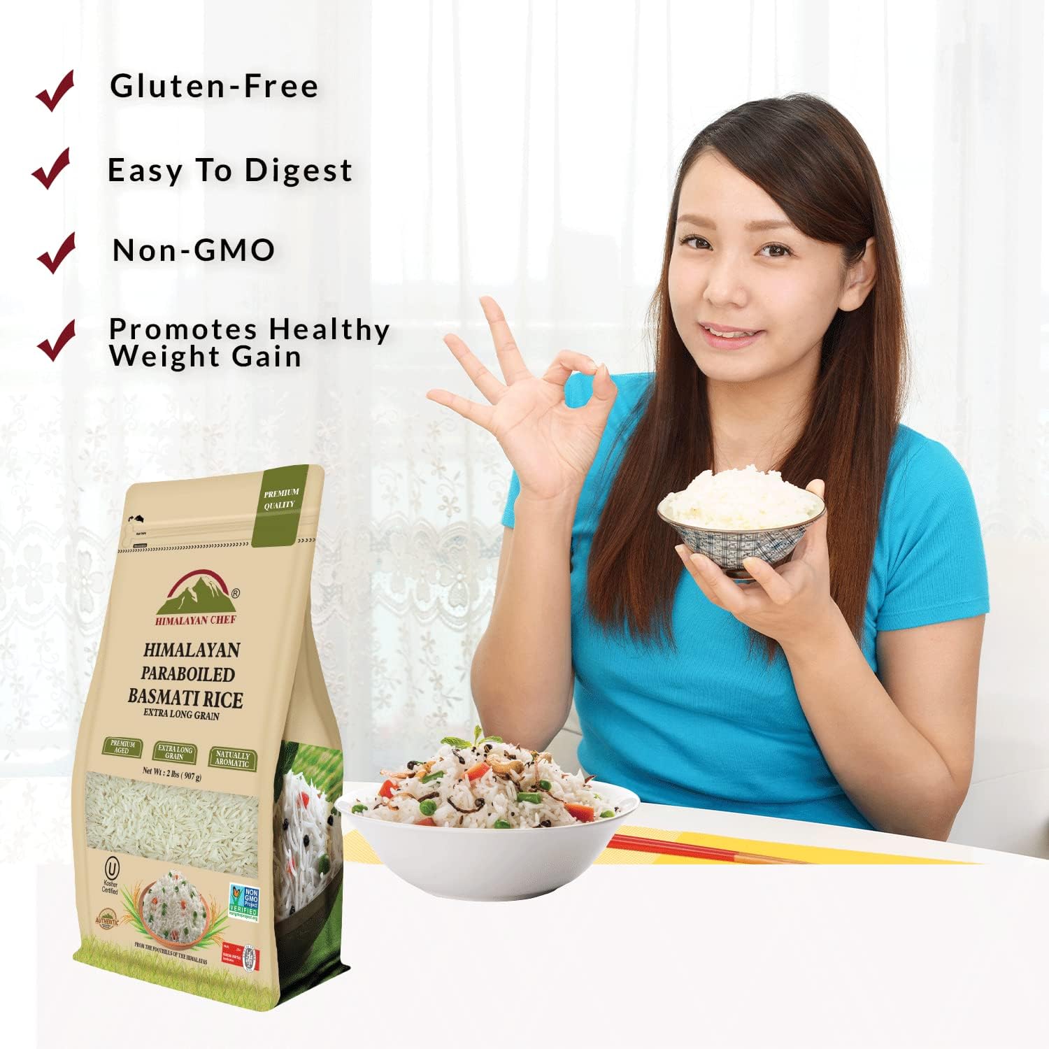 Himalayan Chef Basmati Rice,Extra Long Grain Rice Fluffy Quick Cooking Aromatic - 10 lbs.(Packaging May Vary)