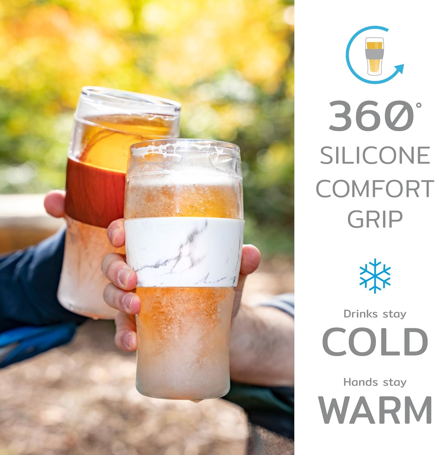 Host FREEZE Beer Glasses, Frozen Beer Mugs, Freezable Pint Glass Set, Insulated Pint Glass to Keep Your Drinks Cold, Double Walled Insulated Glasses