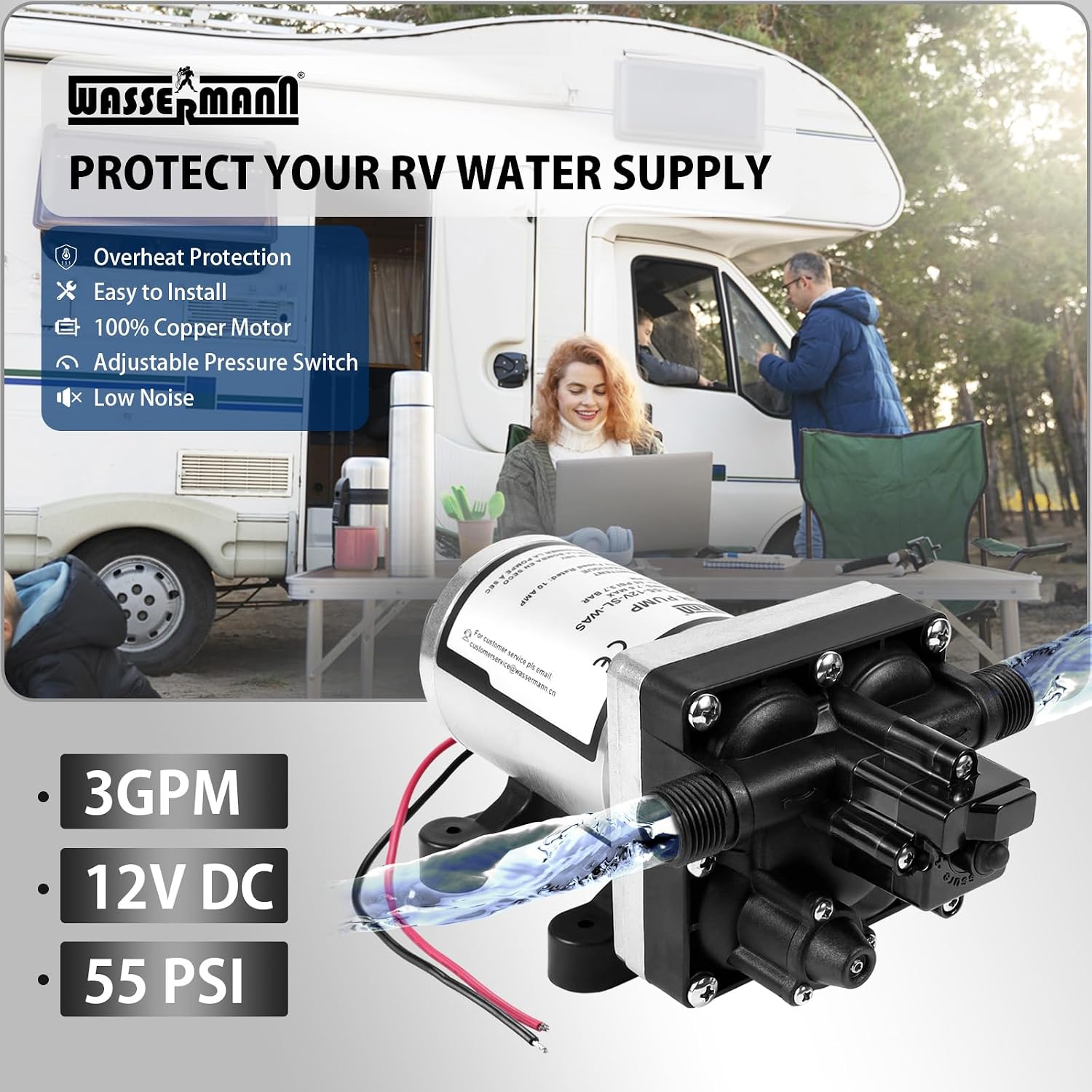 RV Water Pumps 115V AC Pressure Pump with Pressure Switch, Self-priming Water Pump 4.0GPM 45PSI, Fresh Water Pump for RV, Kitchen Barthroom Camping Marine Yacht Garden Diaphragm Pump115volt
