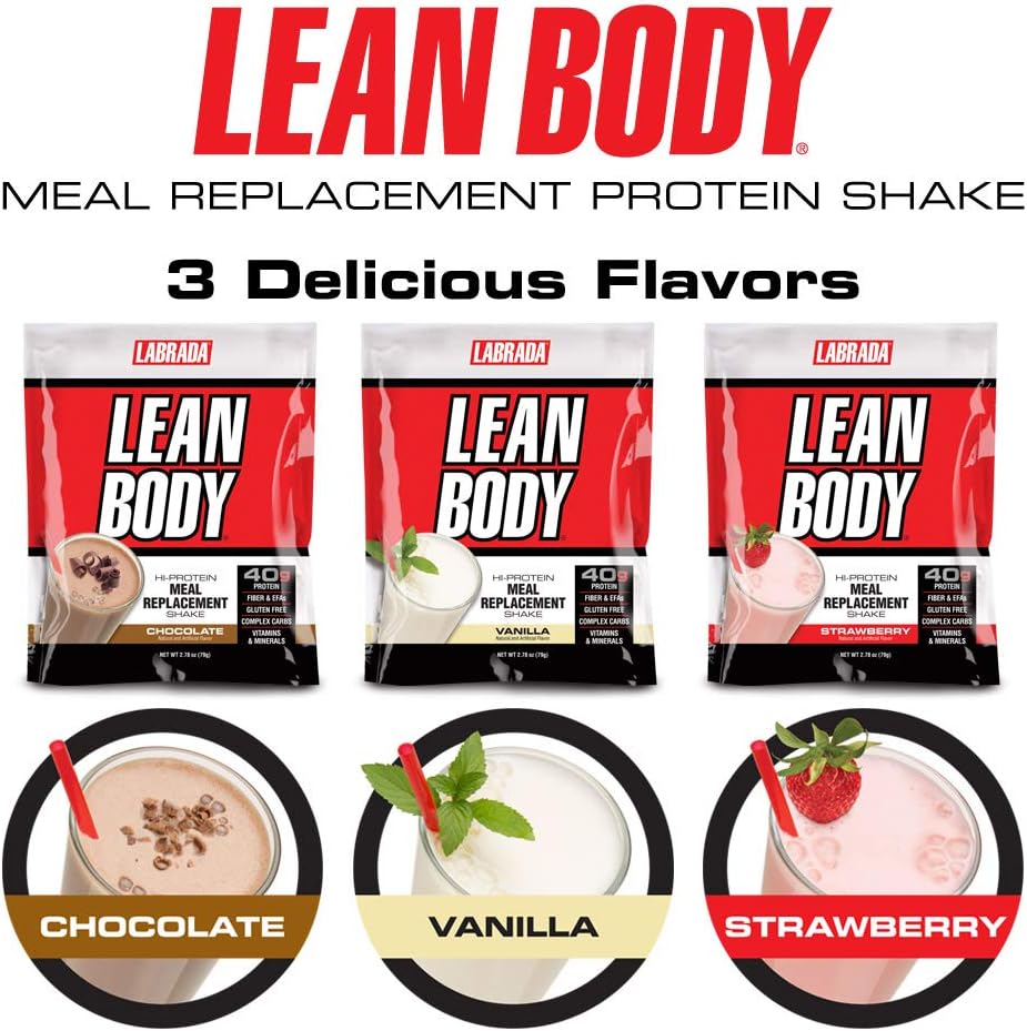 Labrada Nutrition Lean Body Hi-Protein Shake, Strawberry, 2.47-Pound Tub Strawberry Packaging May Vary