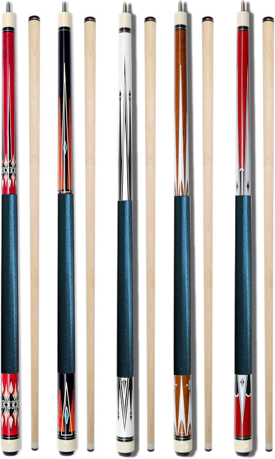 Set of 5 Pool Cues Billiard House Bar Pool Cue Sticks