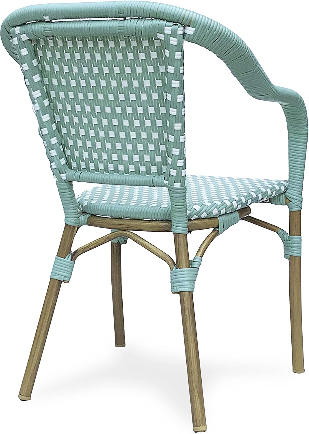Christopher Knight Home Anastasia Outdoor French Bistro Chair (Set of 2), Black + White + Bamboo Print Finish