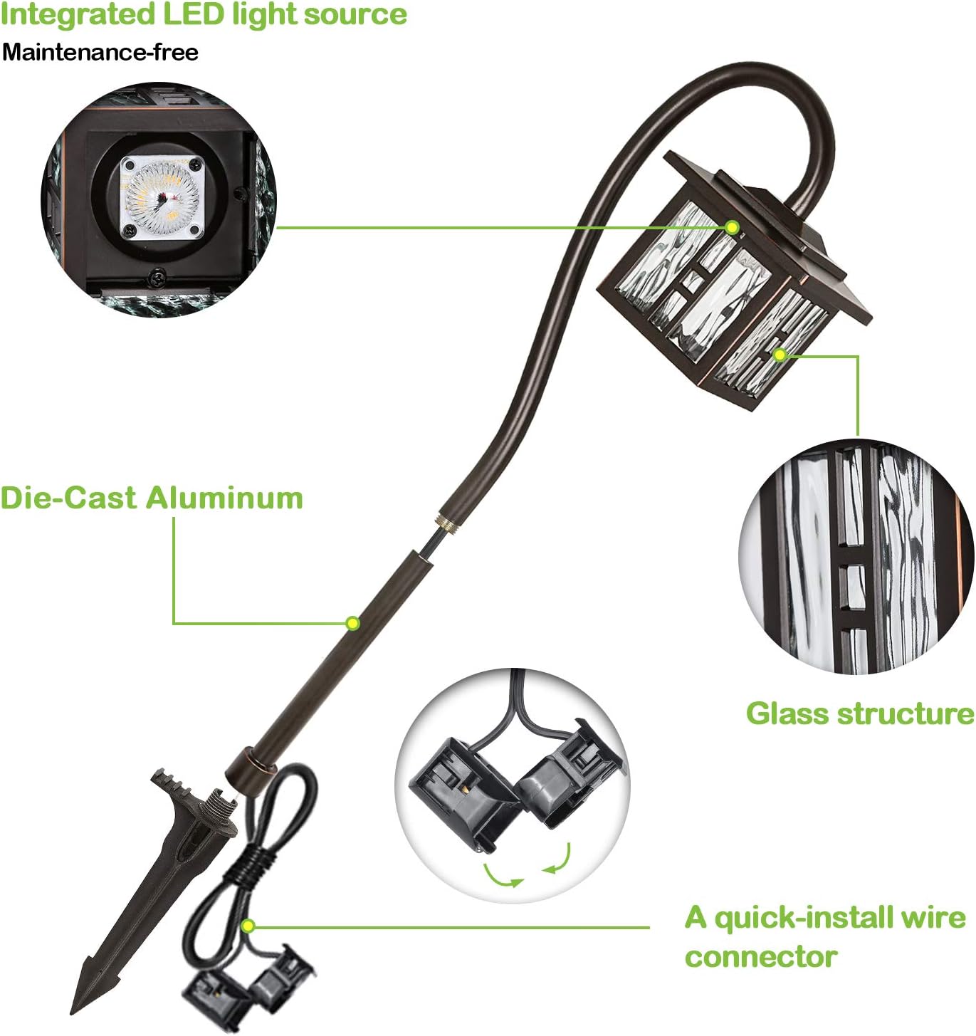 hykolity Low Voltage Landscape Lighting, Outdoor LED Pathway Lights